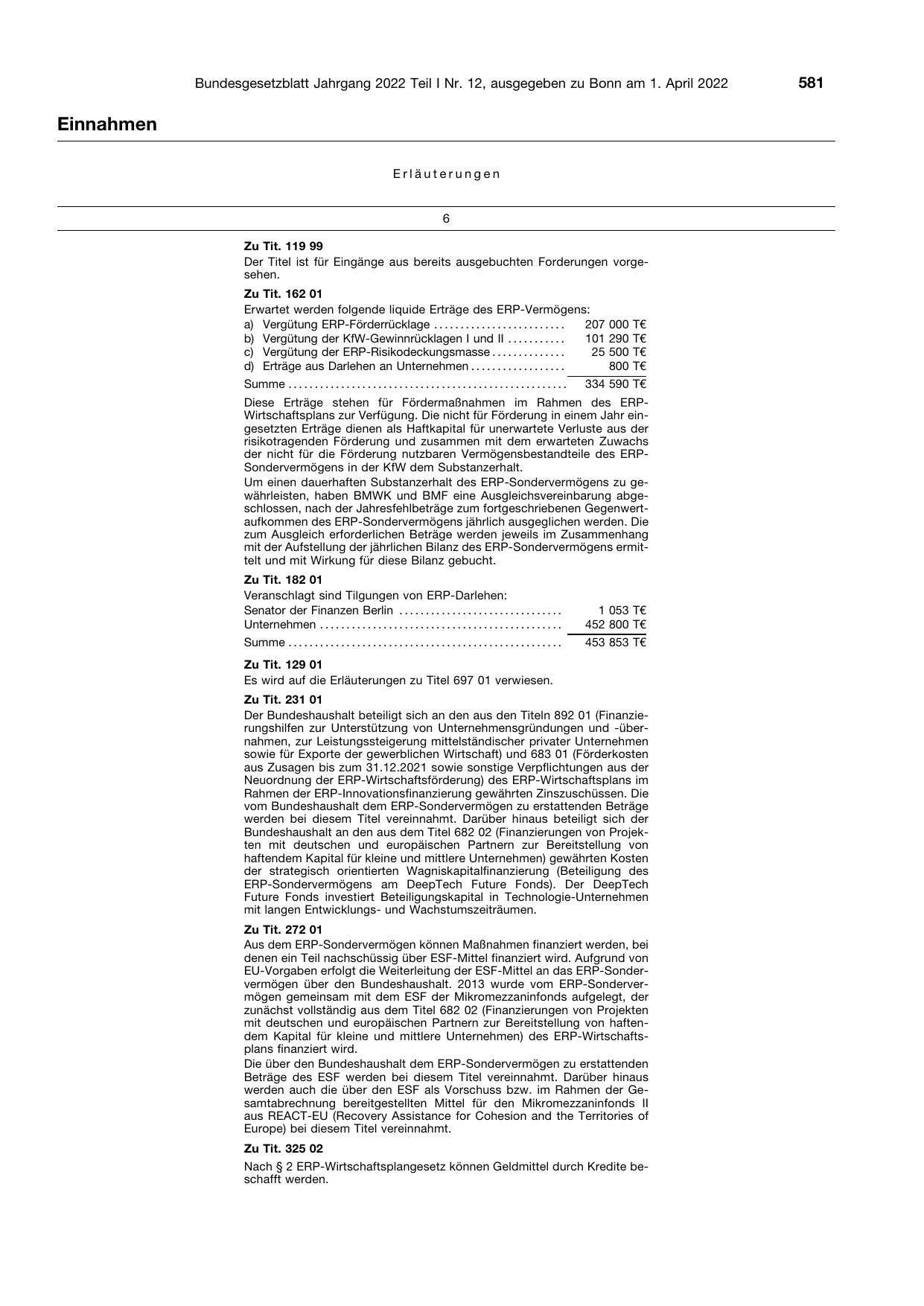 BGBl. 2022, Seite 581 — Originalseite als Abbildung