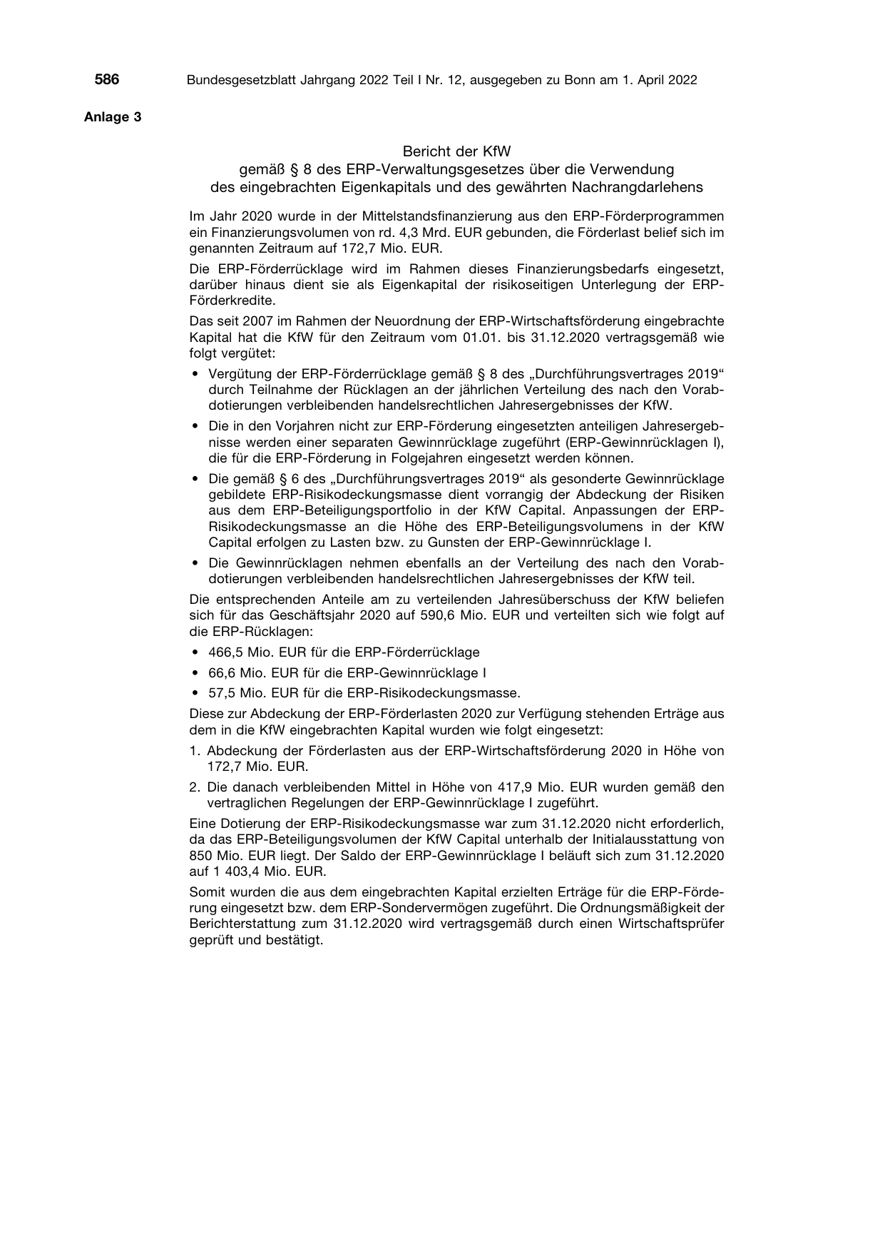 BGBl. 2022, Seite 586 — Originalseite als Abbildung