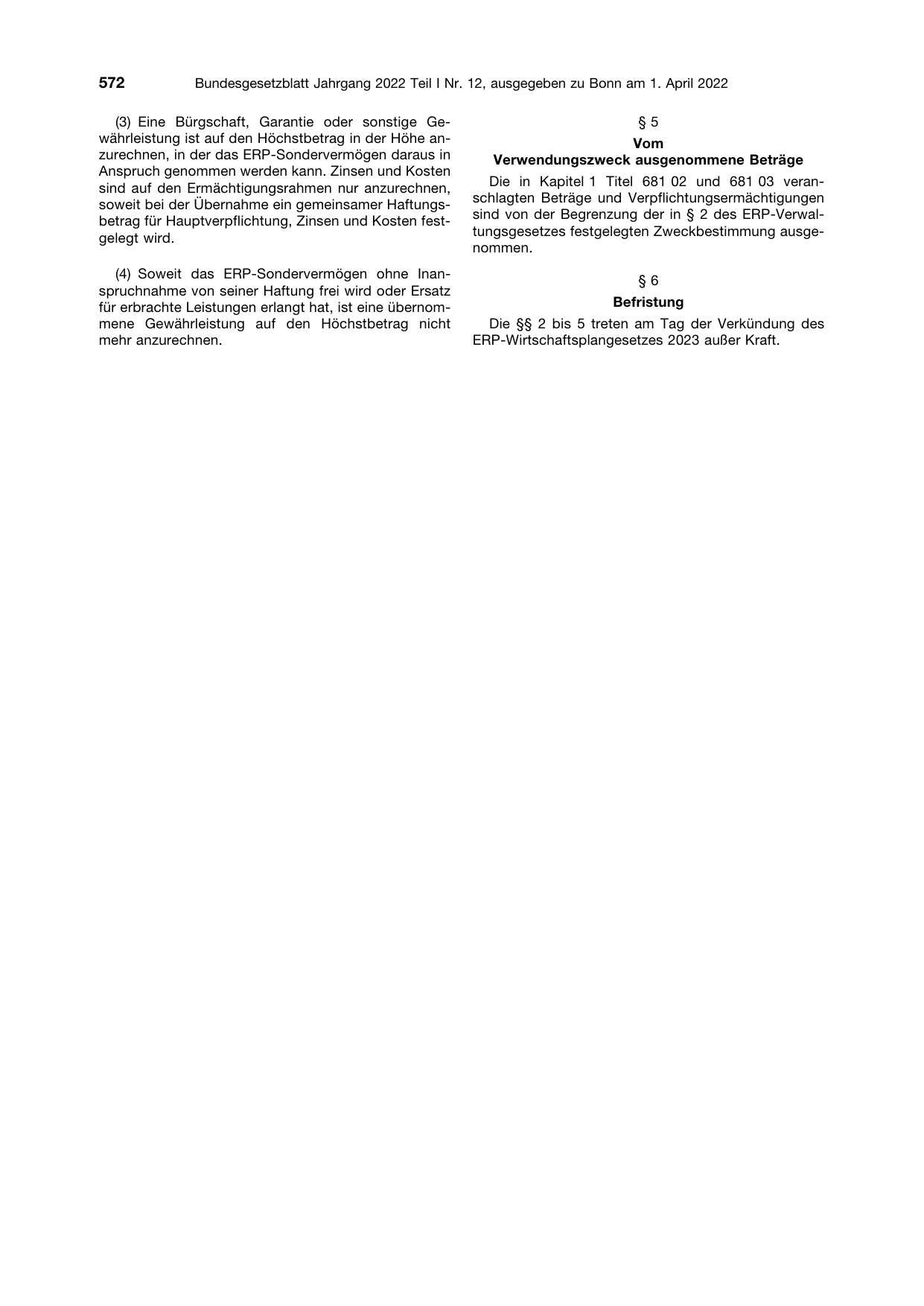 BGBl. 2022, Seite 572 — Originalseite als Abbildung
