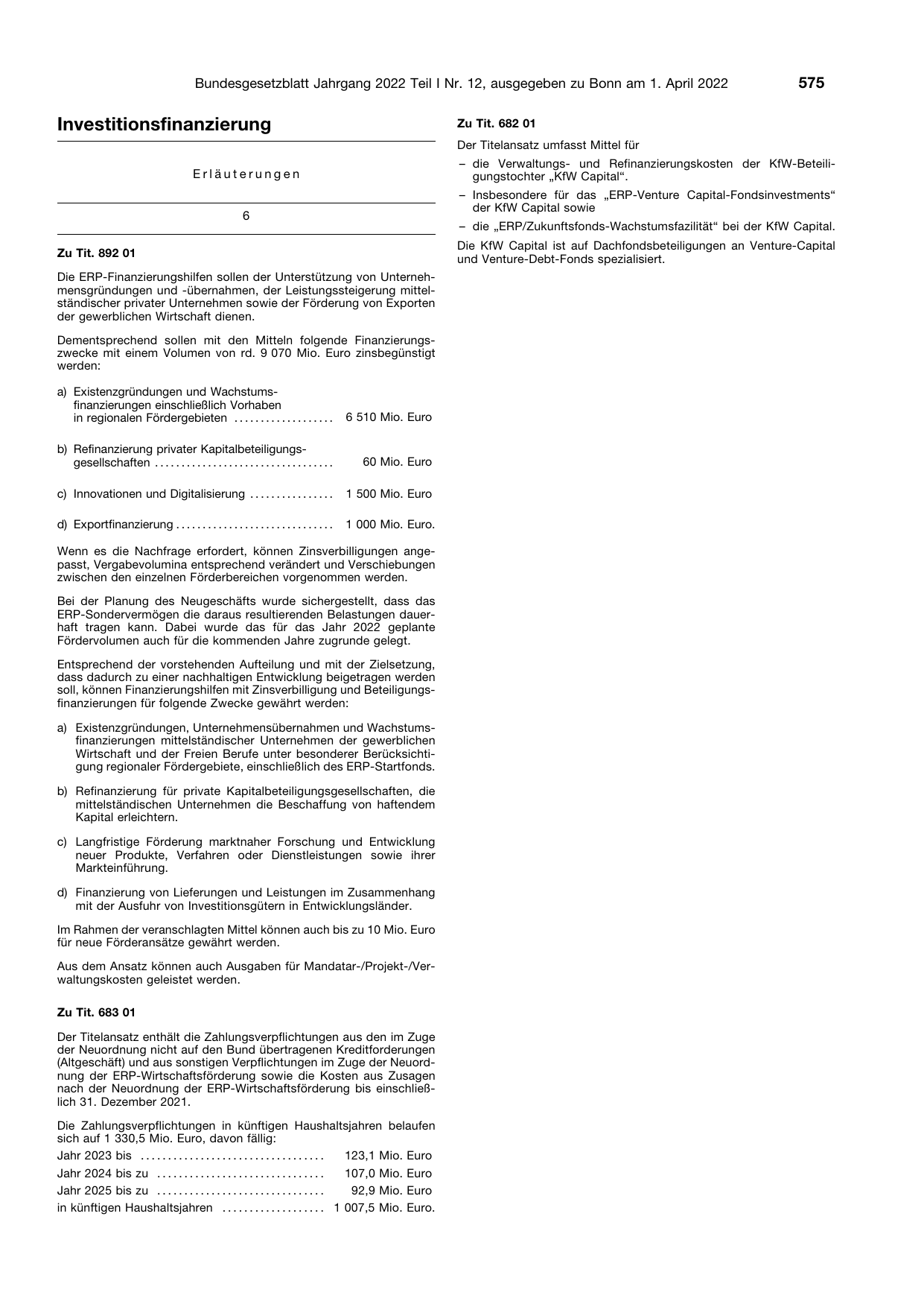 BGBl. 2022, Seite 575 — Originalseite als Abbildung