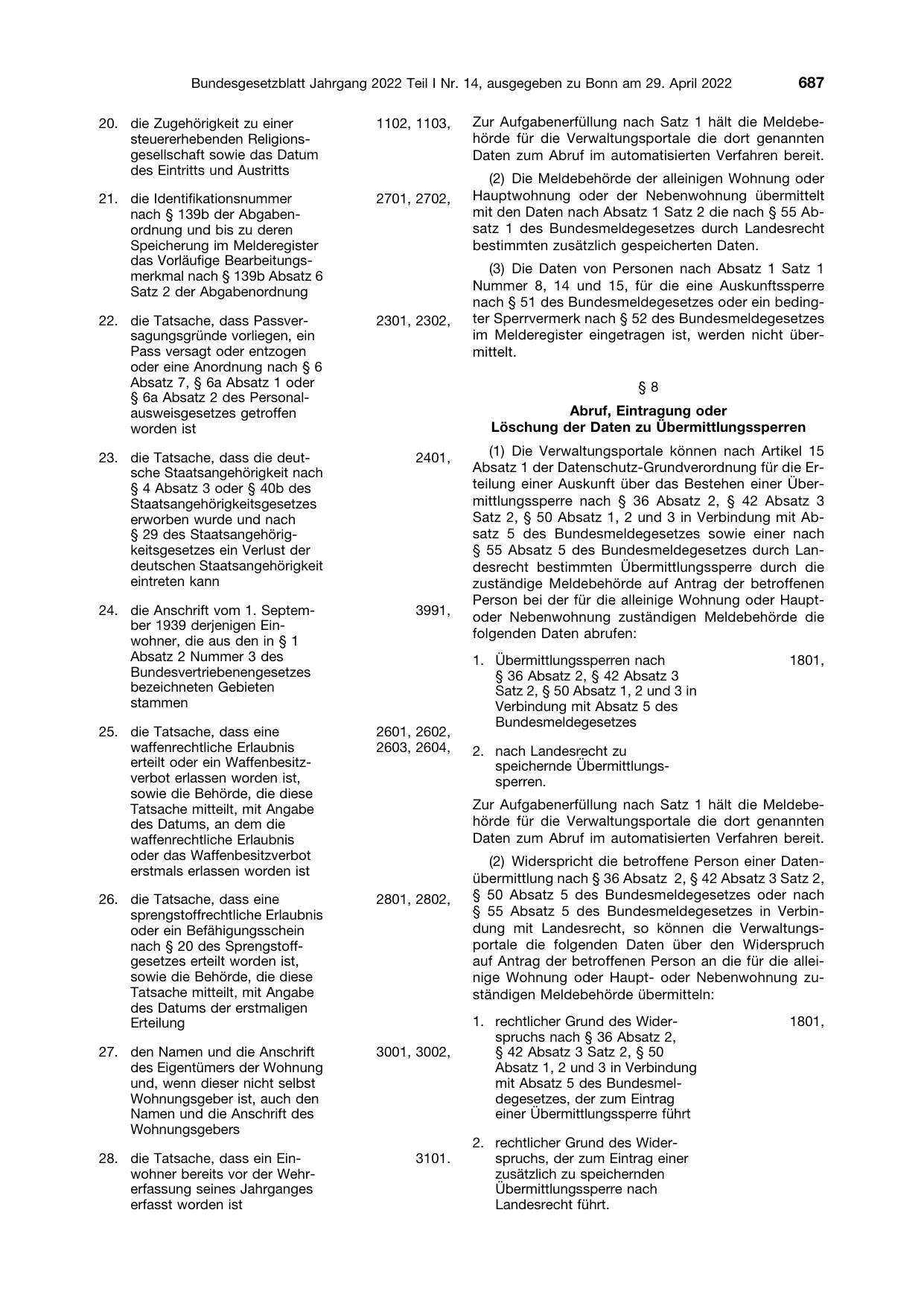 BGBl. 2022, Seite 687 — Originalseite als Abbildung