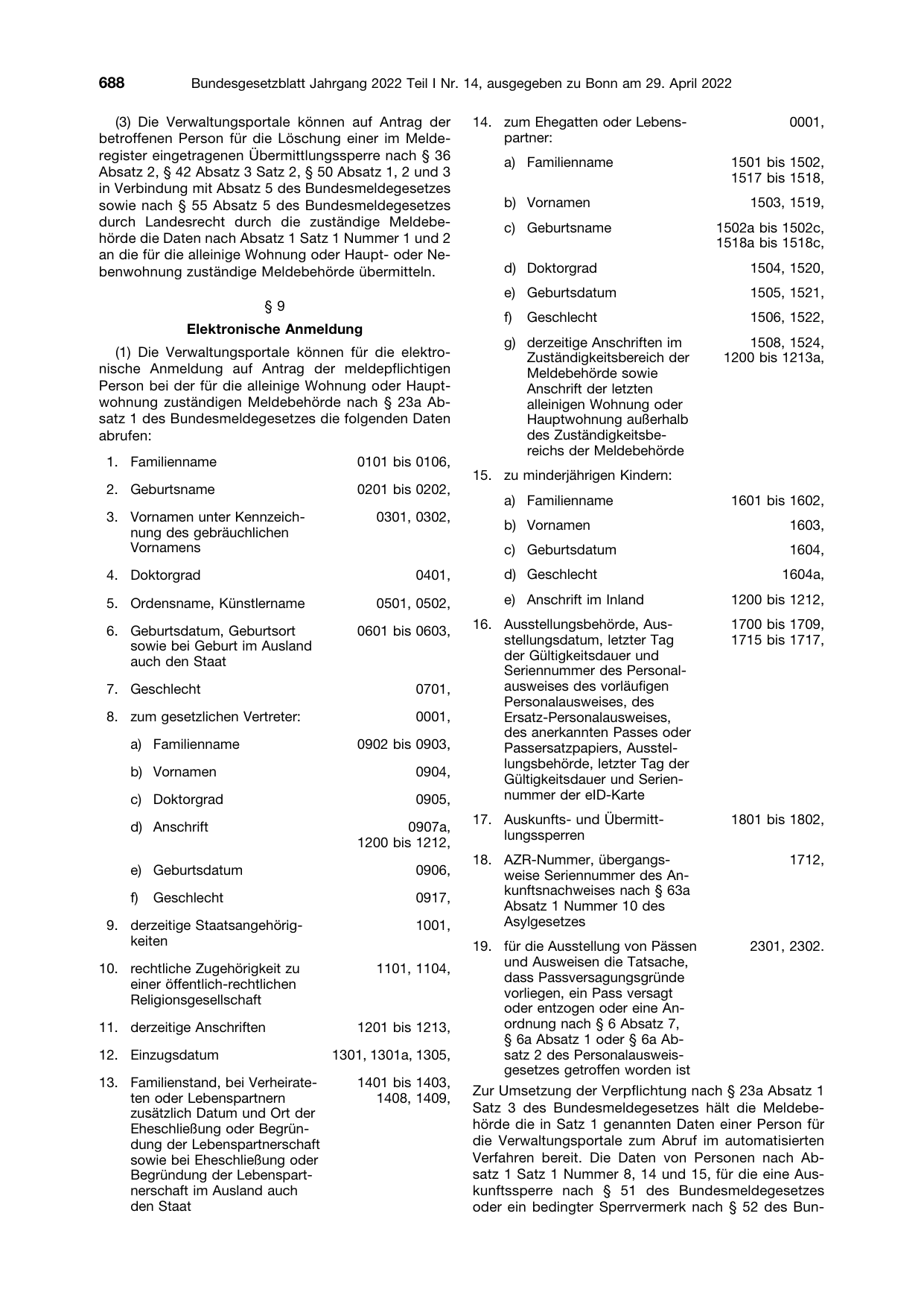 BGBl. 2022, Seite 688 — Originalseite als Abbildung