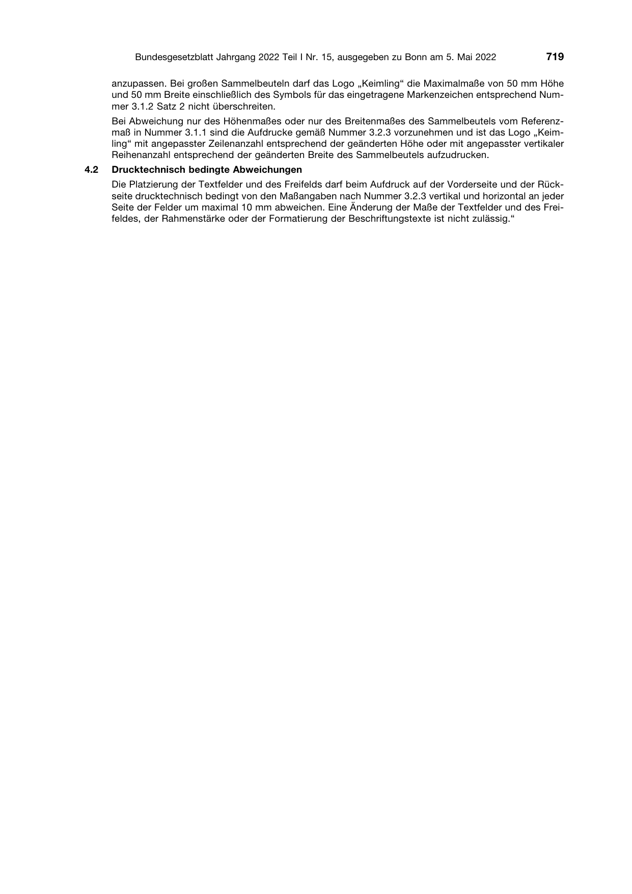 BGBl. 2022, Seite 719 — Originalseite als Abbildung