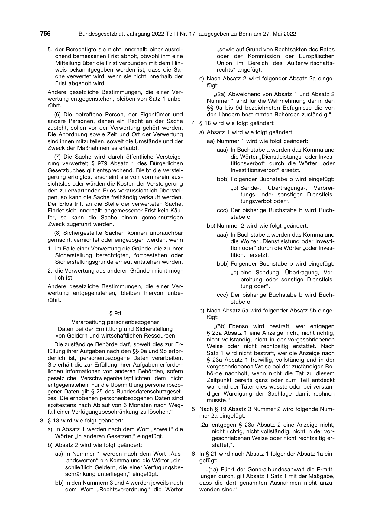 BGBl. 2022, Seite 756 — Originalseite als Abbildung