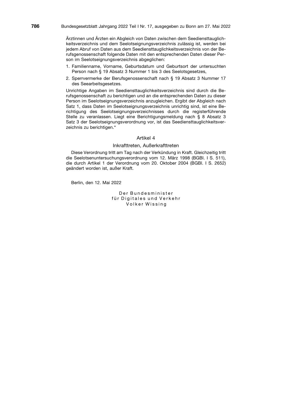 BGBl. 2022, Seite 786 — Originalseite als Abbildung
