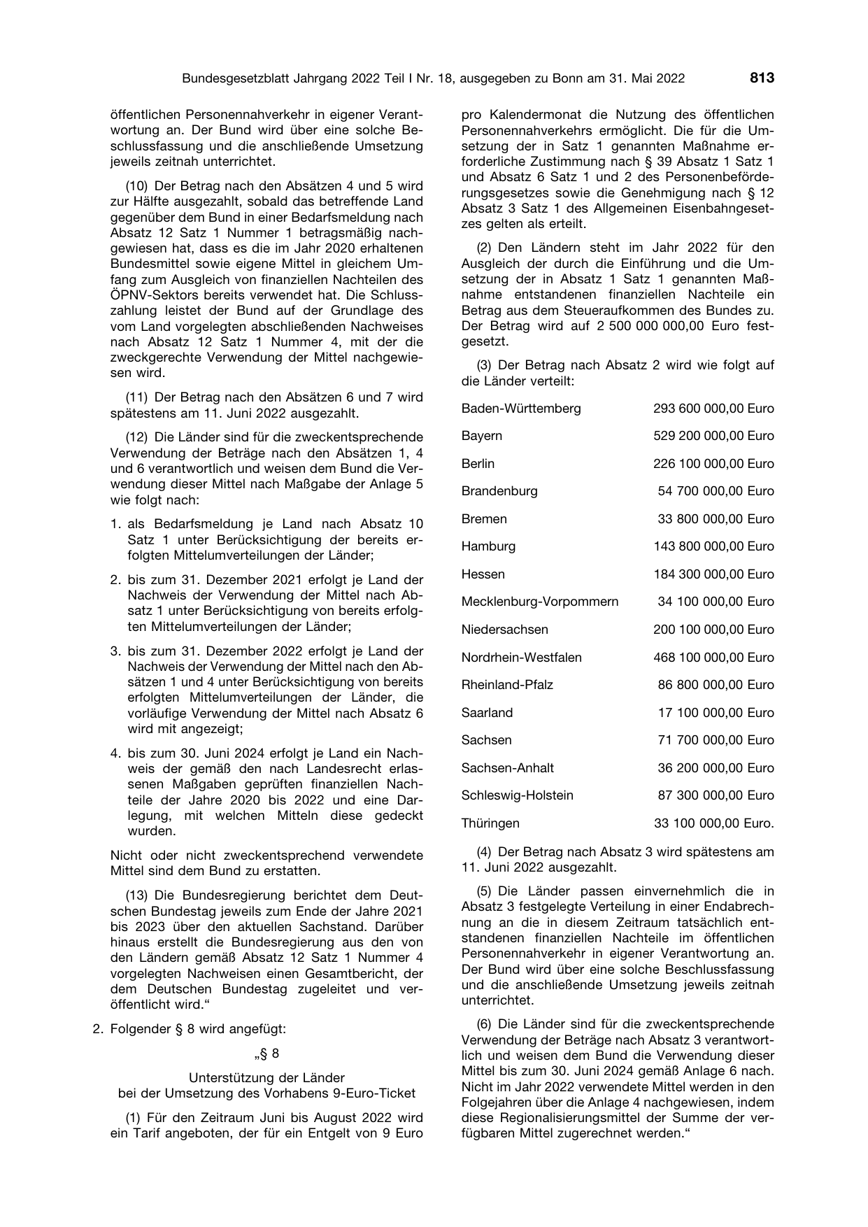BGBl. 2022, Seite 813 — Originalseite als Abbildung