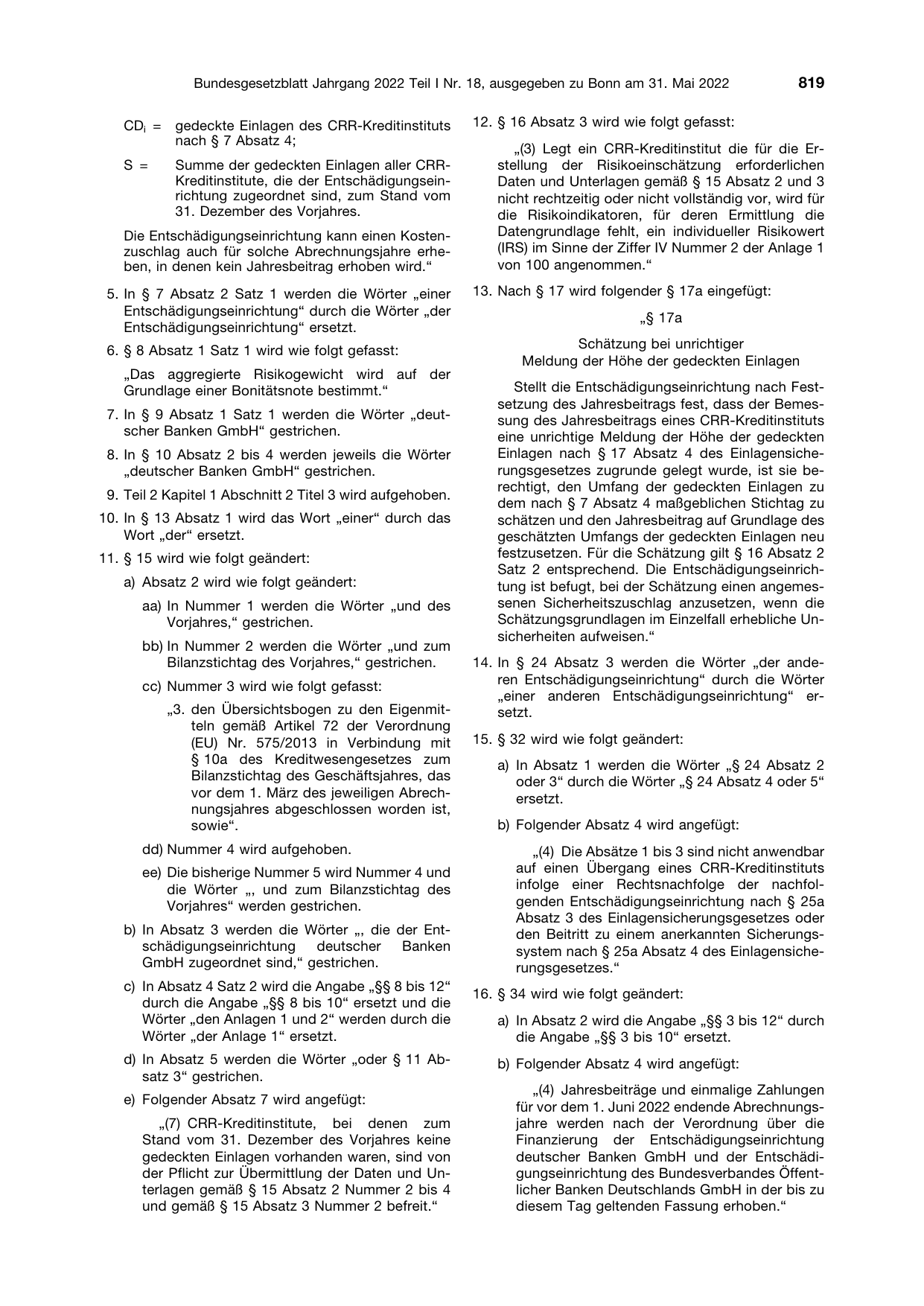 BGBl. 2022, Seite 819 — Originalseite als Abbildung