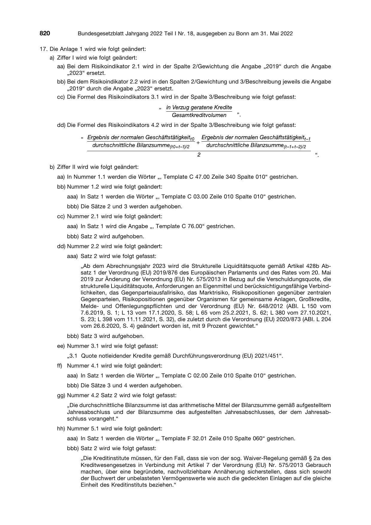BGBl. 2022, Seite 820 — Originalseite als Abbildung