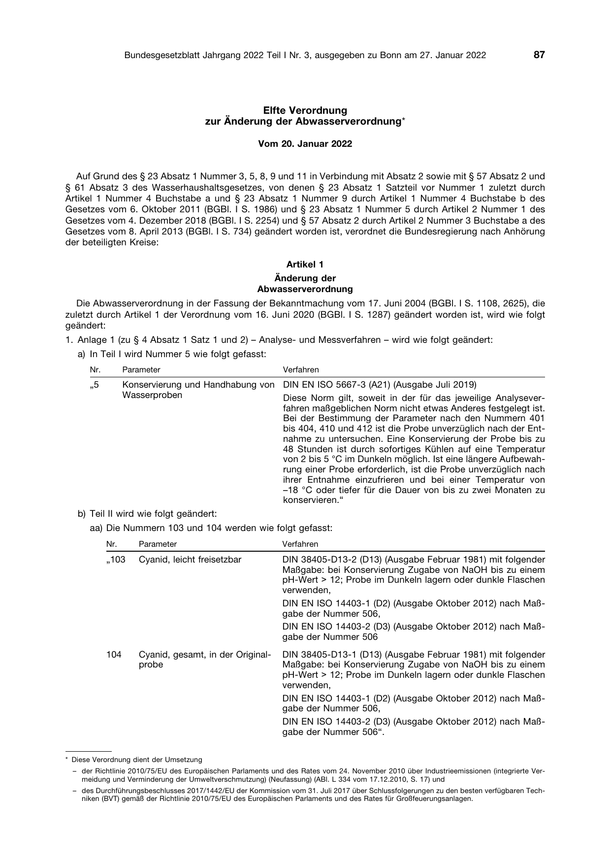 BGBl. 2022, Seite 87 — Originalseite als Abbildung