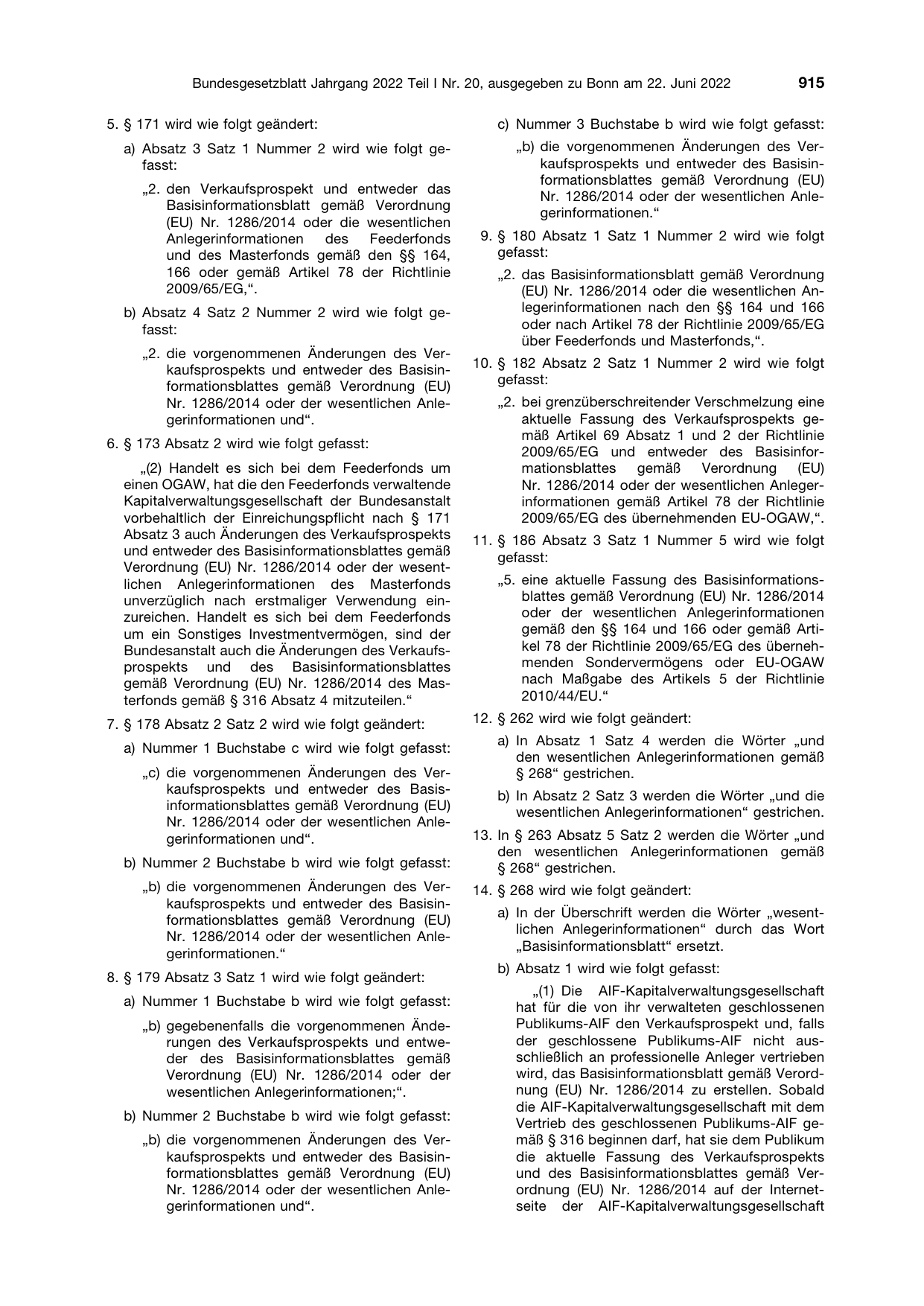 BGBl. 2022, Seite 915 — Originalseite als Abbildung