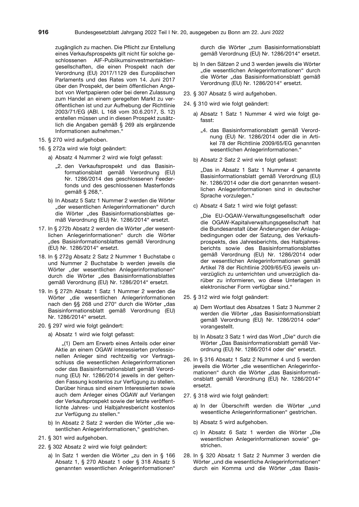 BGBl. 2022, Seite 916 — Originalseite als Abbildung