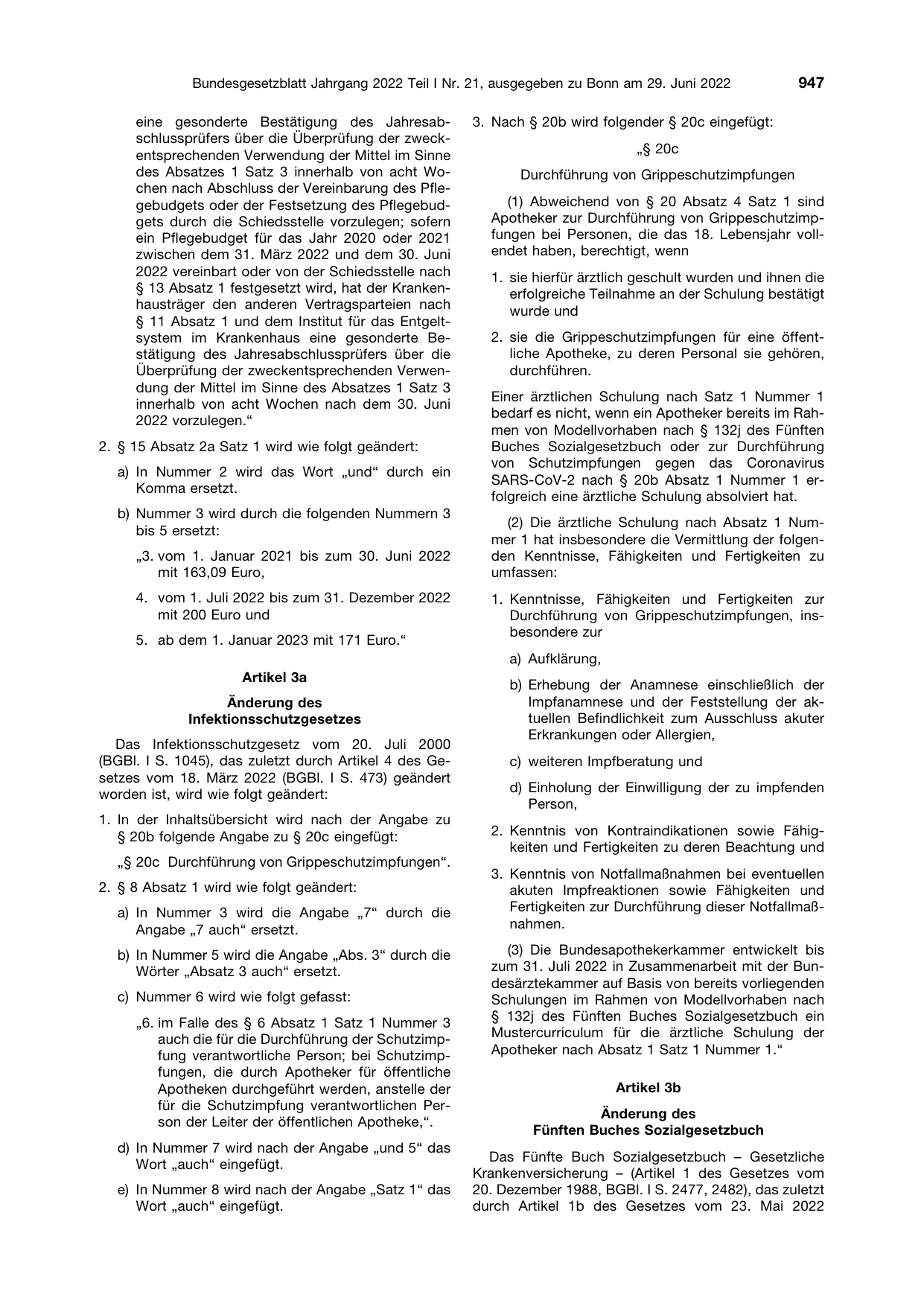 BGBl. 2022, Seite 947 — Originalseite als Abbildung