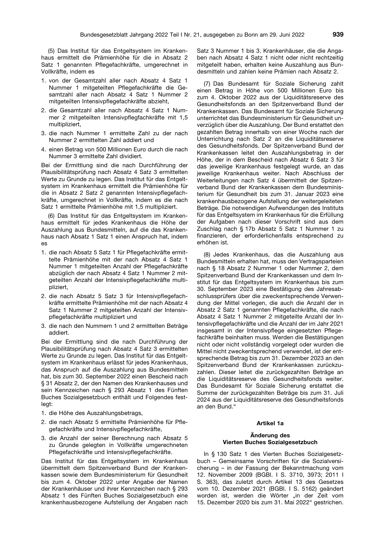 BGBl. 2022, Seite 939 — Originalseite als Abbildung
