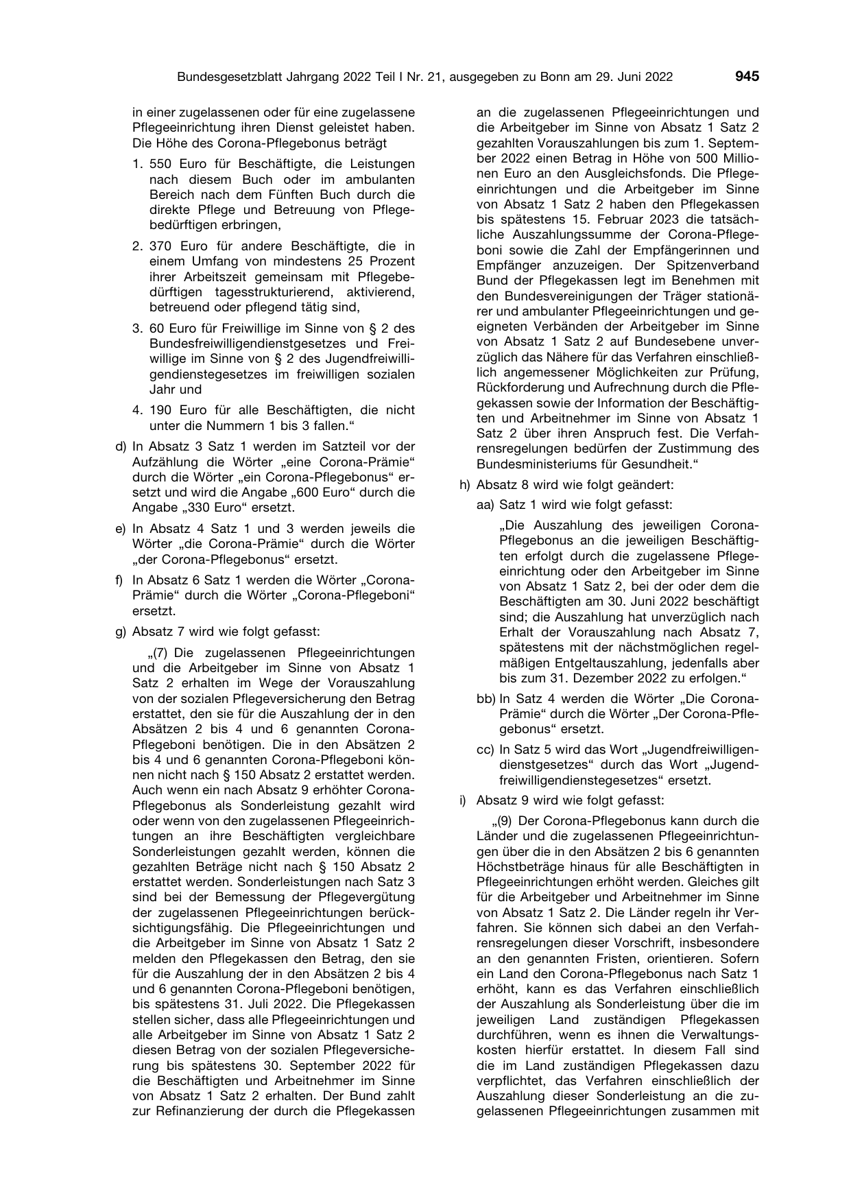 BGBl. 2022, Seite 945 — Originalseite als Abbildung