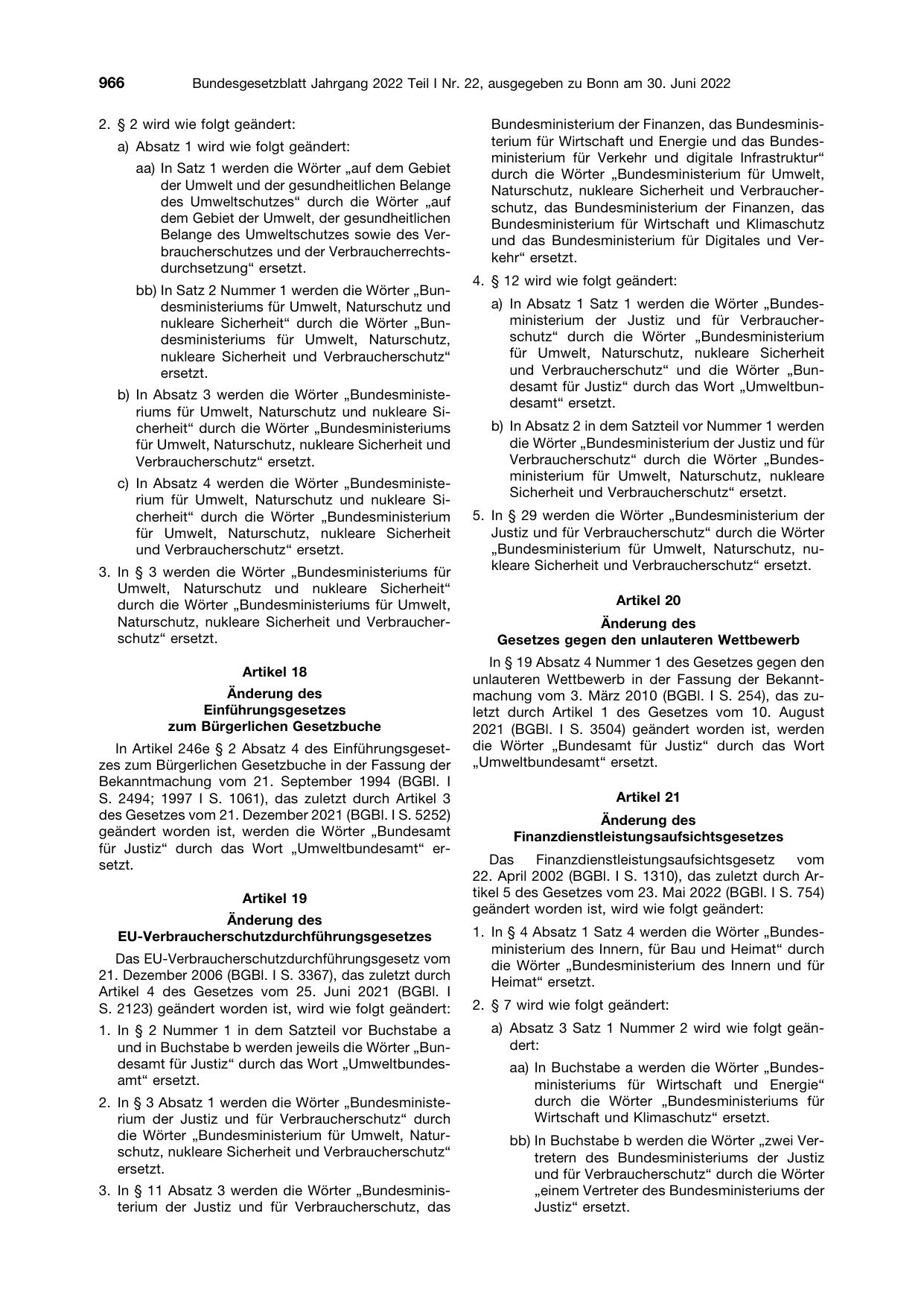 BGBl. 2022, Seite 966 — Originalseite als Abbildung