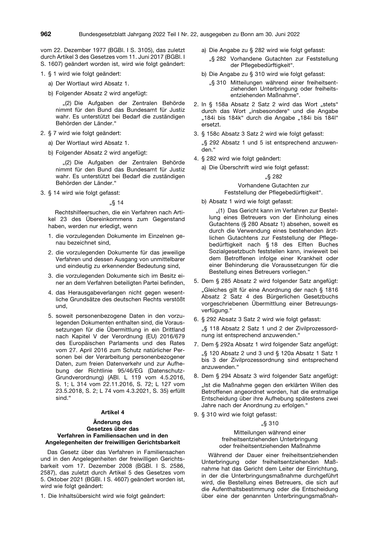 BGBl. 2022, Seite 962 — Originalseite als Abbildung