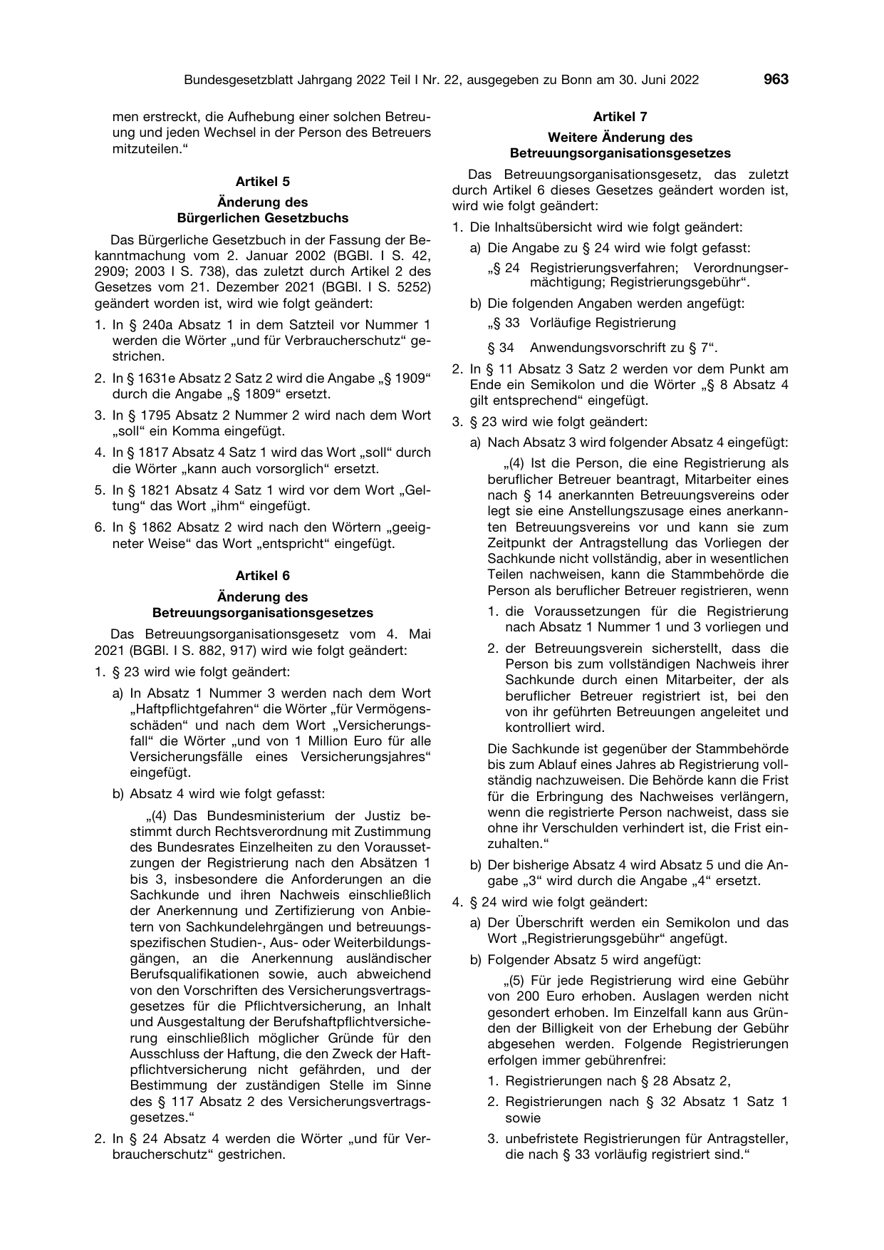 BGBl. 2022, Seite 963 — Originalseite als Abbildung