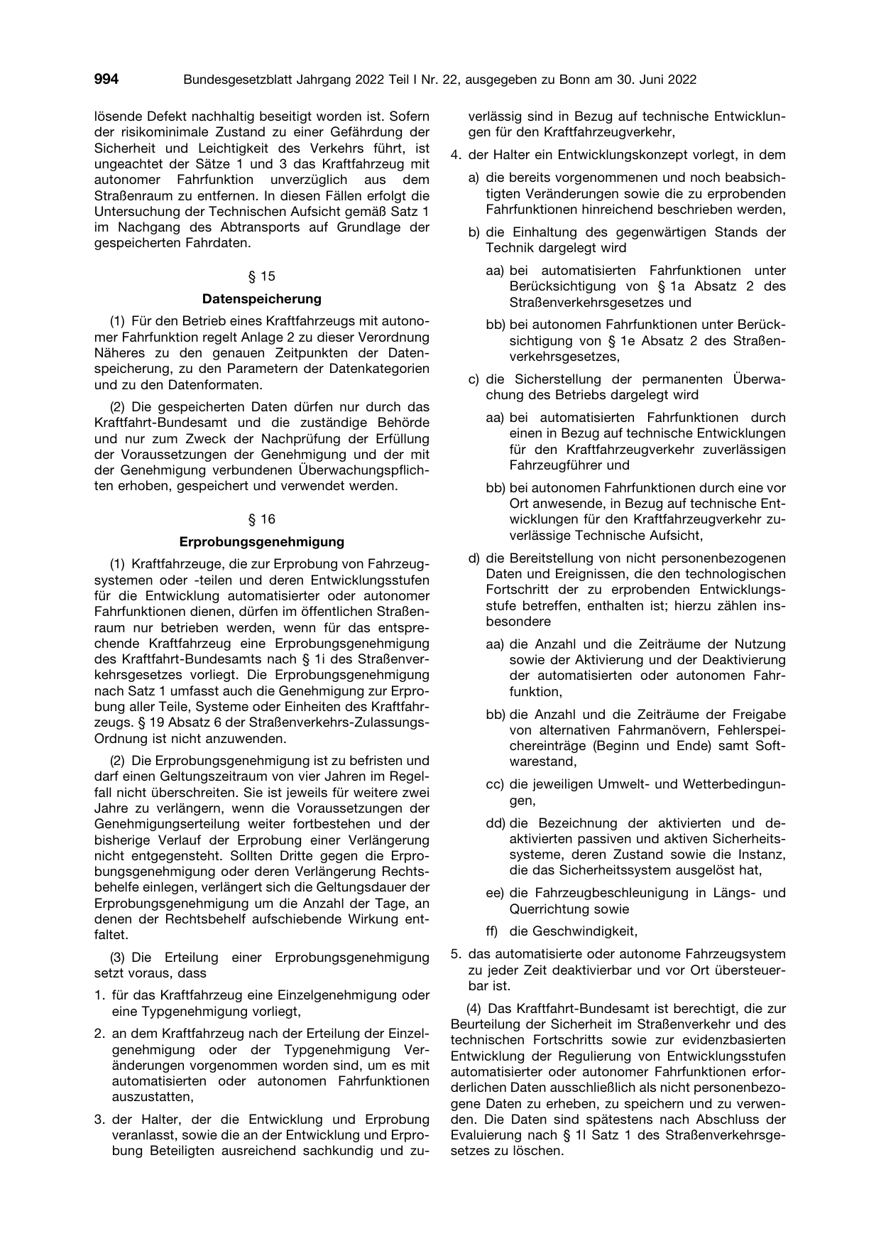 BGBl. 2022, Seite 994 — Originalseite als Abbildung