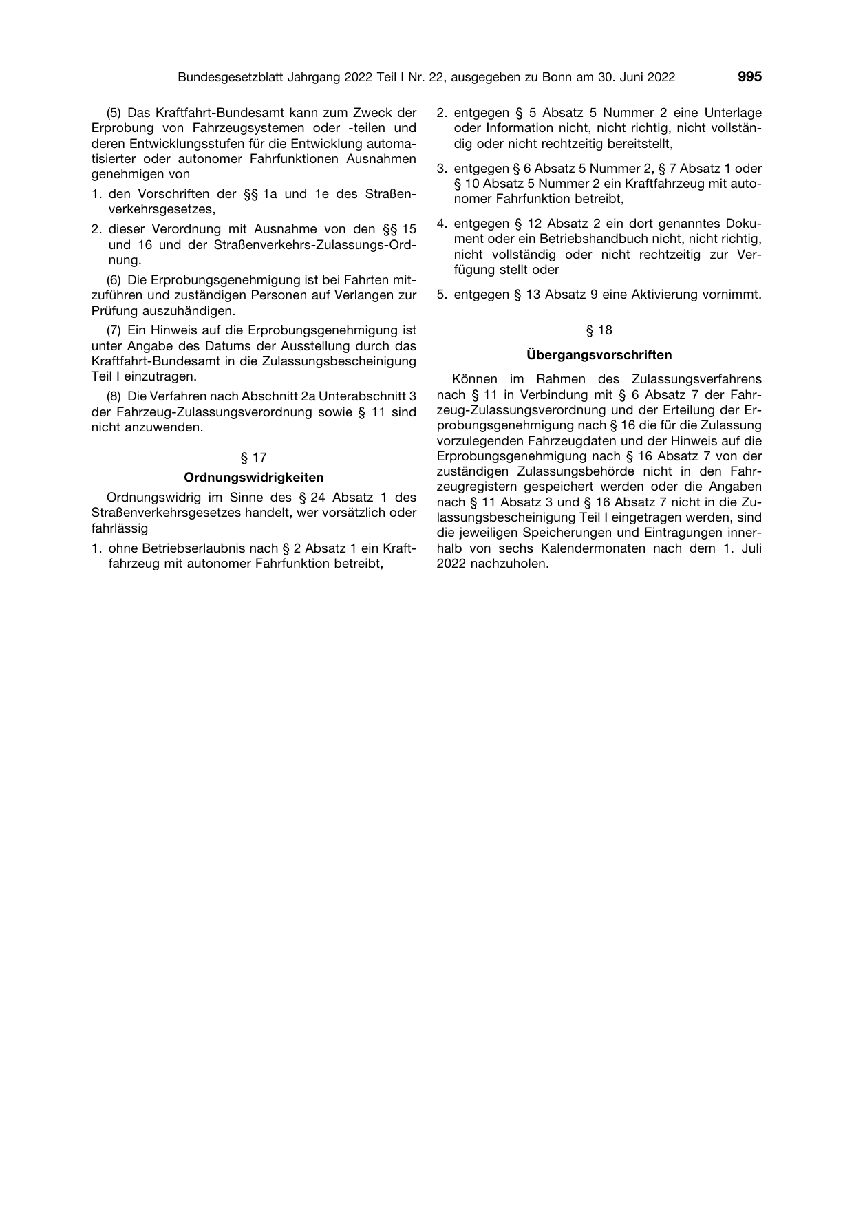 BGBl. 2022, Seite 995 — Originalseite als Abbildung