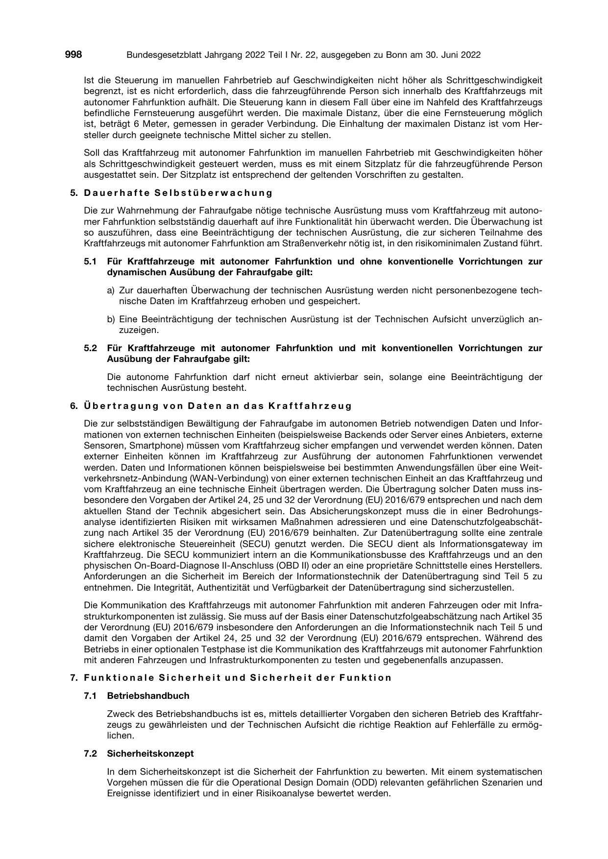 BGBl. 2022, Seite 998 — Originalseite als Abbildung