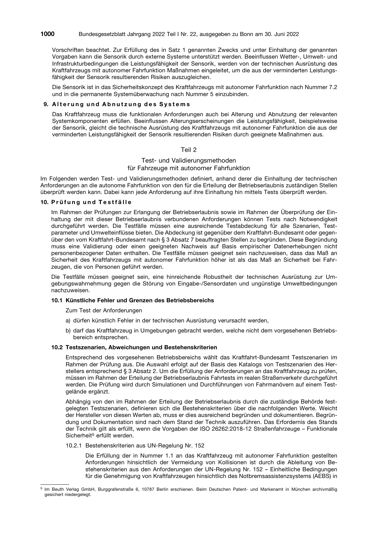 BGBl. 2022, Seite 1000 — Originalseite als Abbildung