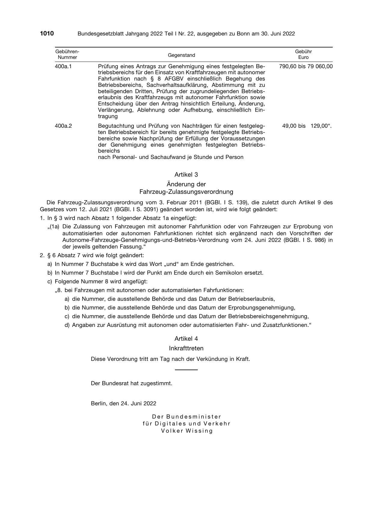 BGBl. 2022, Seite 1010 — Originalseite als Abbildung