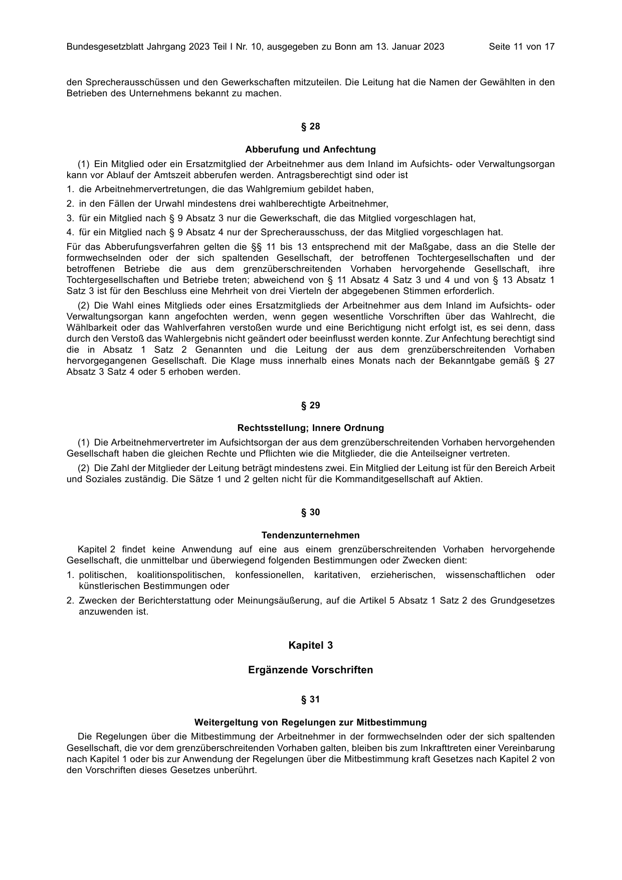 BGBl. 2023, Seite 11 — Originalseite als Abbildung
