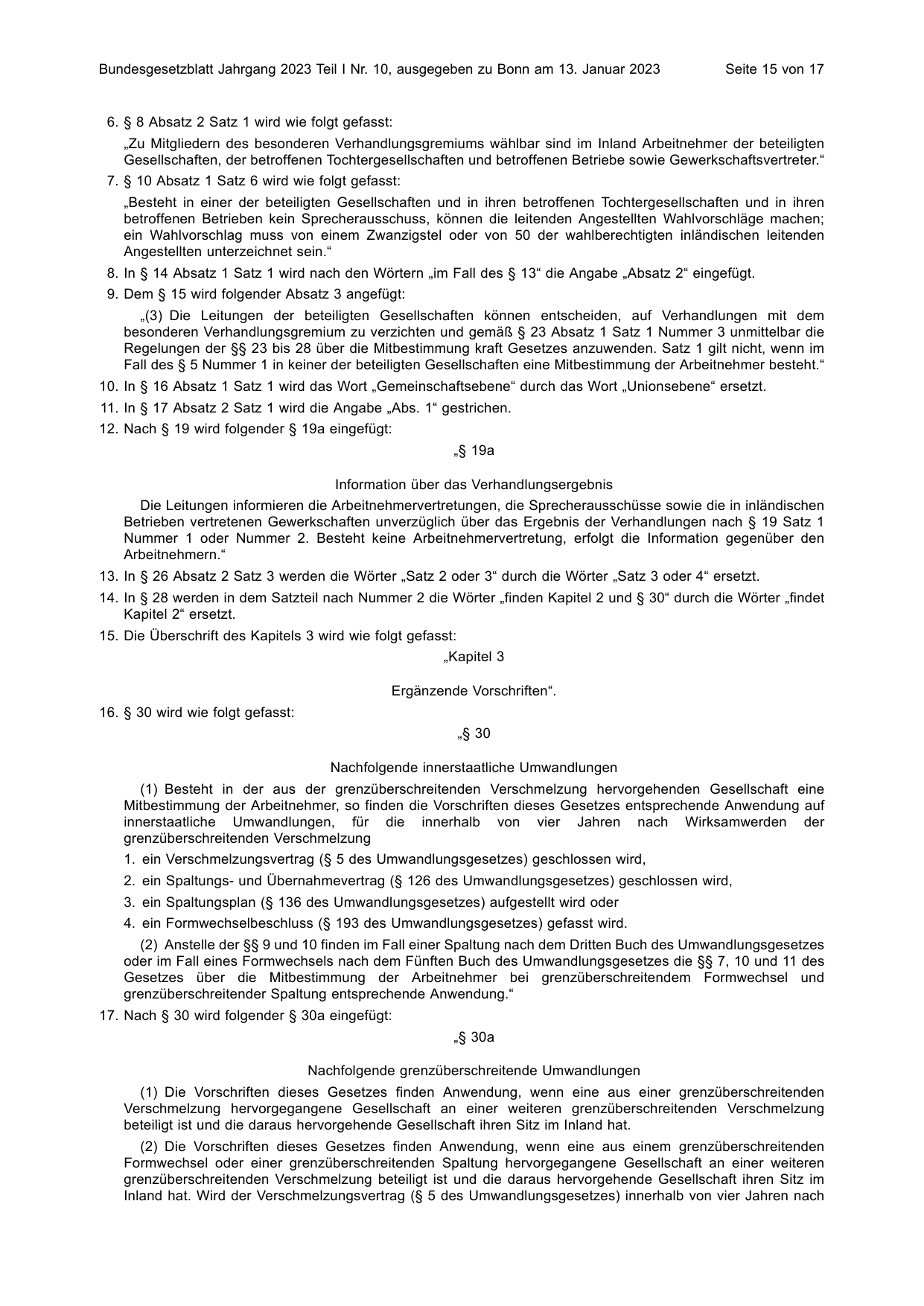 BGBl. 2023, Seite 15 — Originalseite als Abbildung