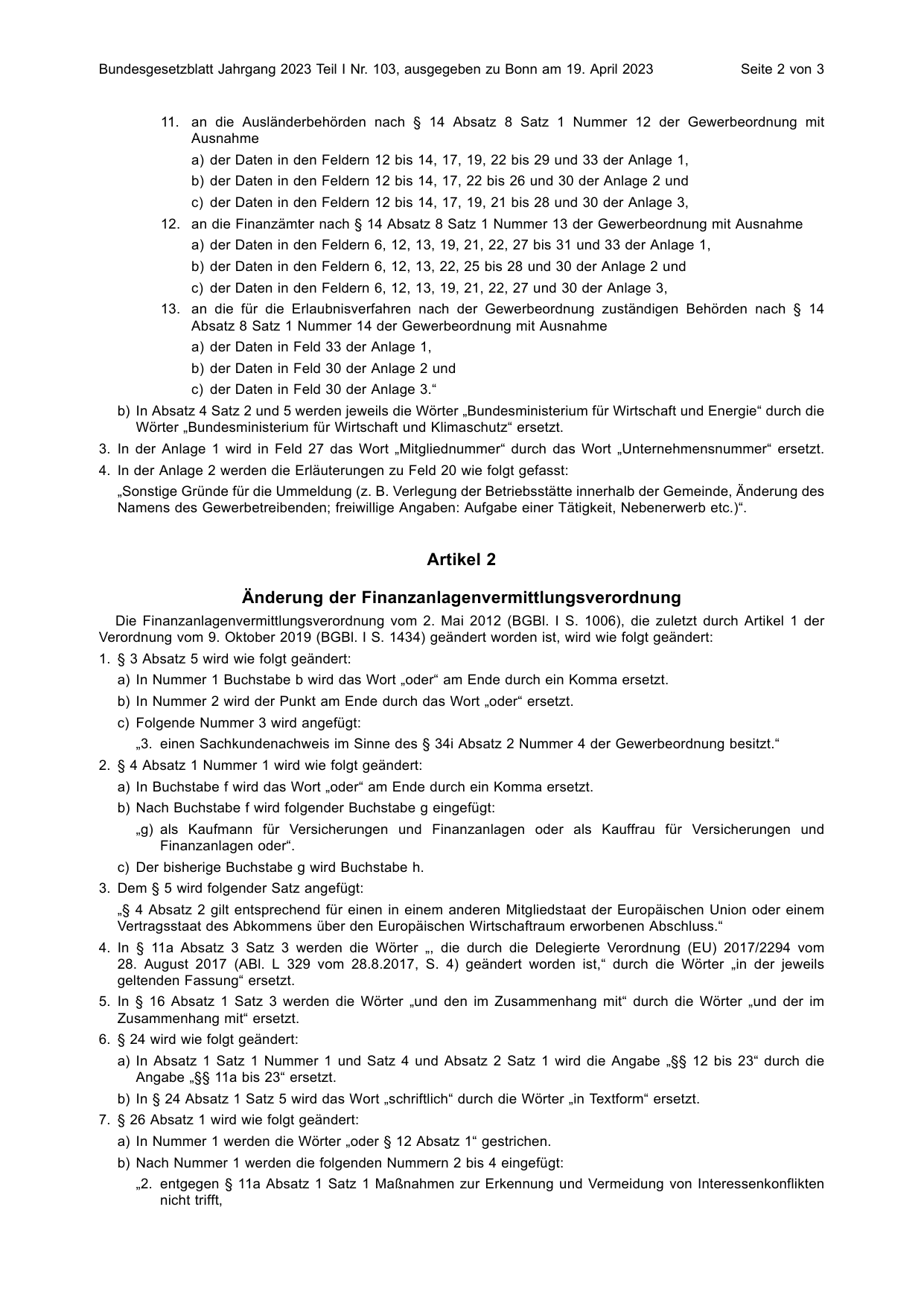 BGBl. 2023, Seite 2 — Originalseite als Abbildung