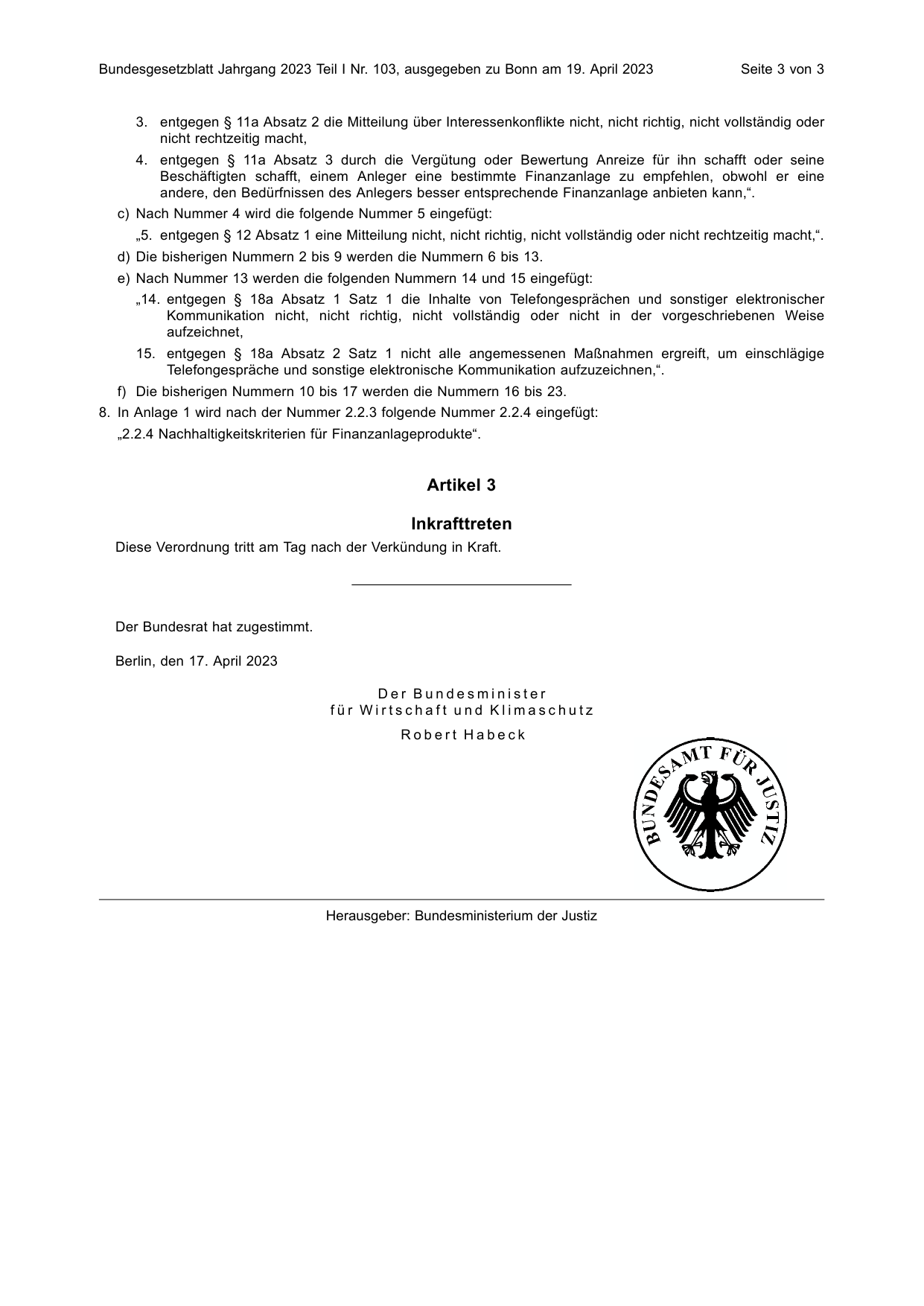 BGBl. 2023, Seite 3 — Originalseite als Abbildung
