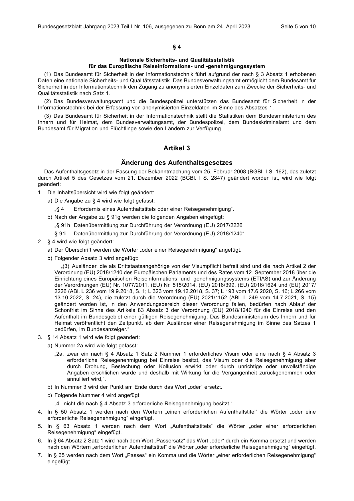 BGBl. 2023, Seite 5 — Originalseite als Abbildung