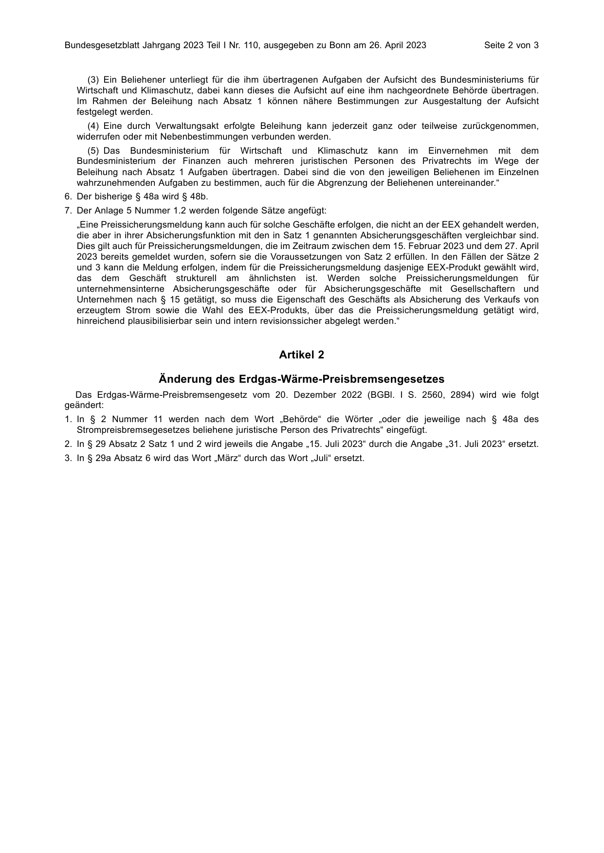 BGBl. 2023, Seite 2 — Originalseite als Abbildung