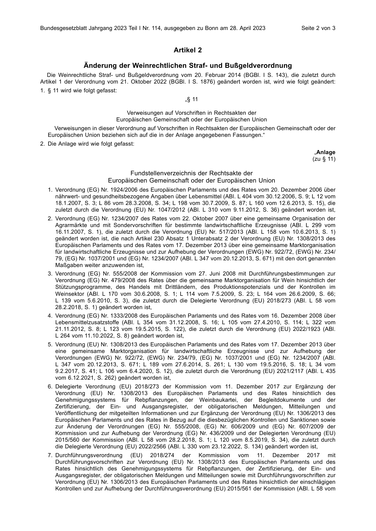 BGBl. 2023, Seite 2 — Originalseite als Abbildung