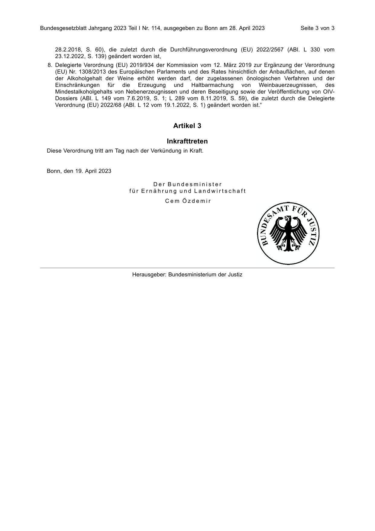 BGBl. 2023, Seite 3 — Originalseite als Abbildung