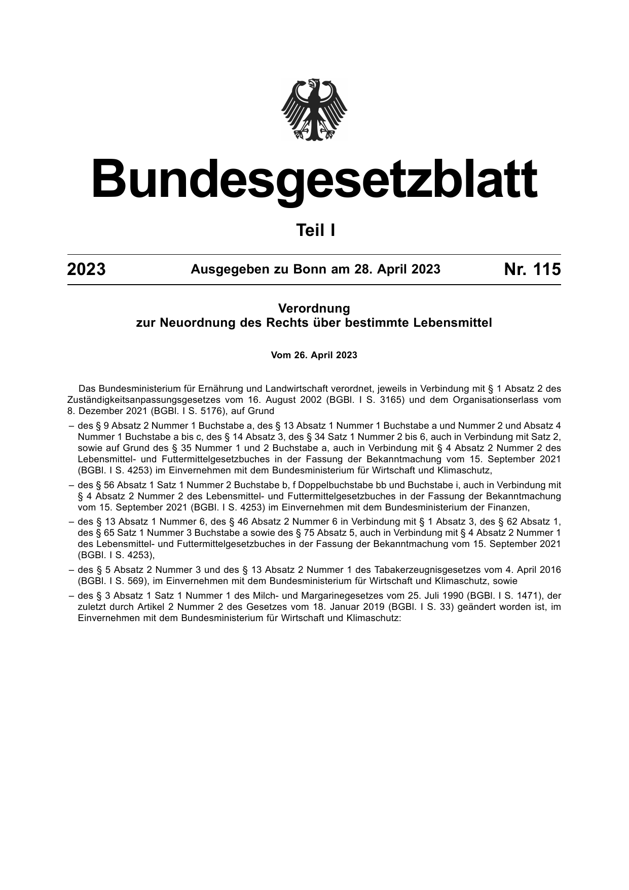 BGBl. 2023, Seite 1 — Originalseite als Abbildung