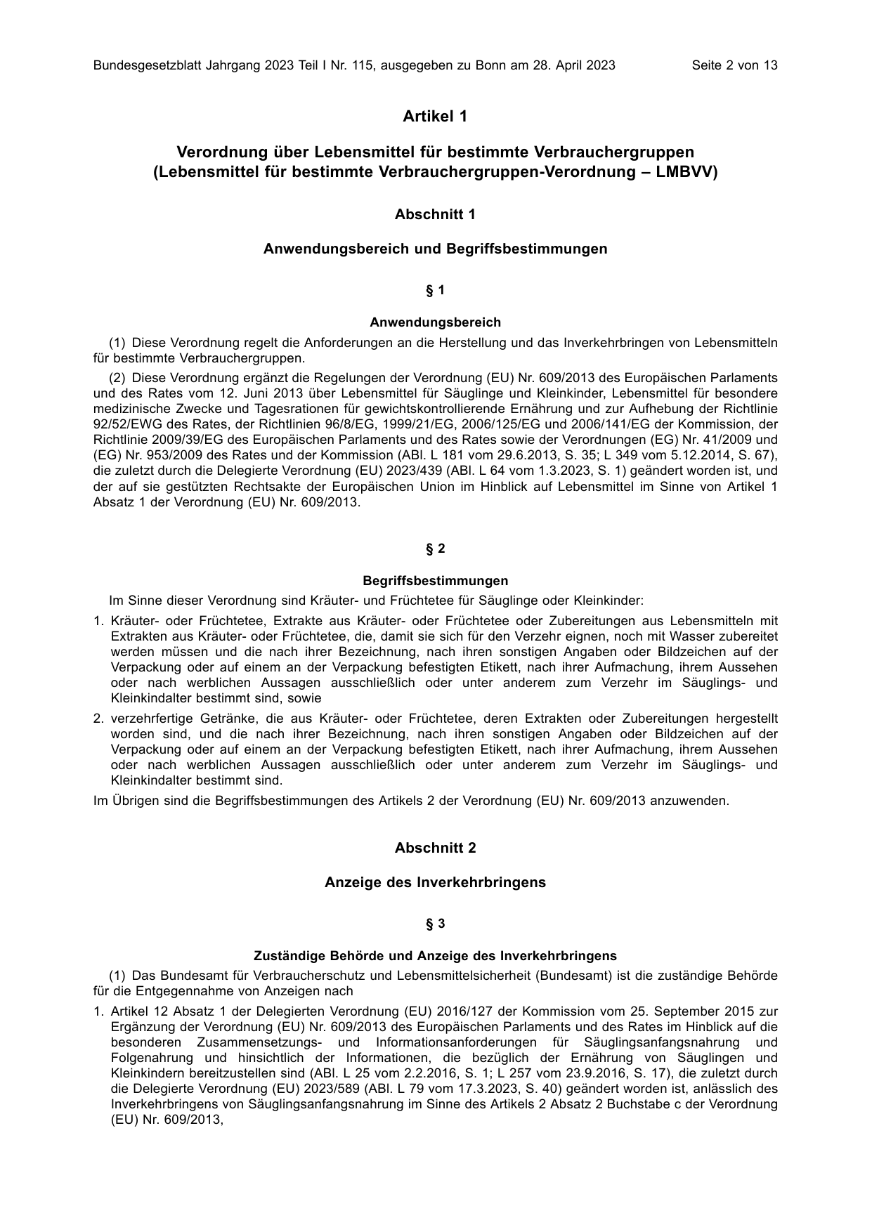 BGBl. 2023, Seite 2 — Originalseite als Abbildung