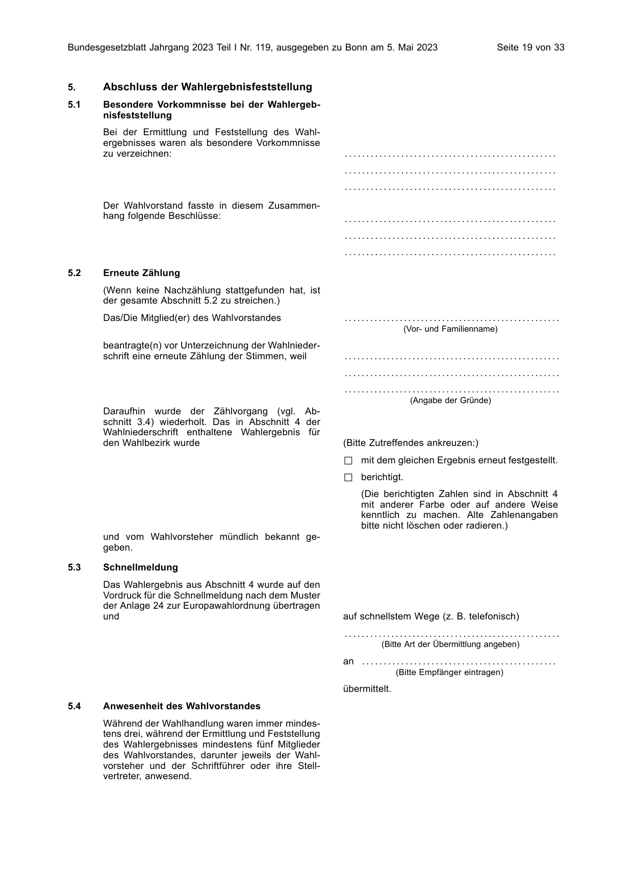 BGBl. 2023, Seite 19 — Originalseite als Abbildung