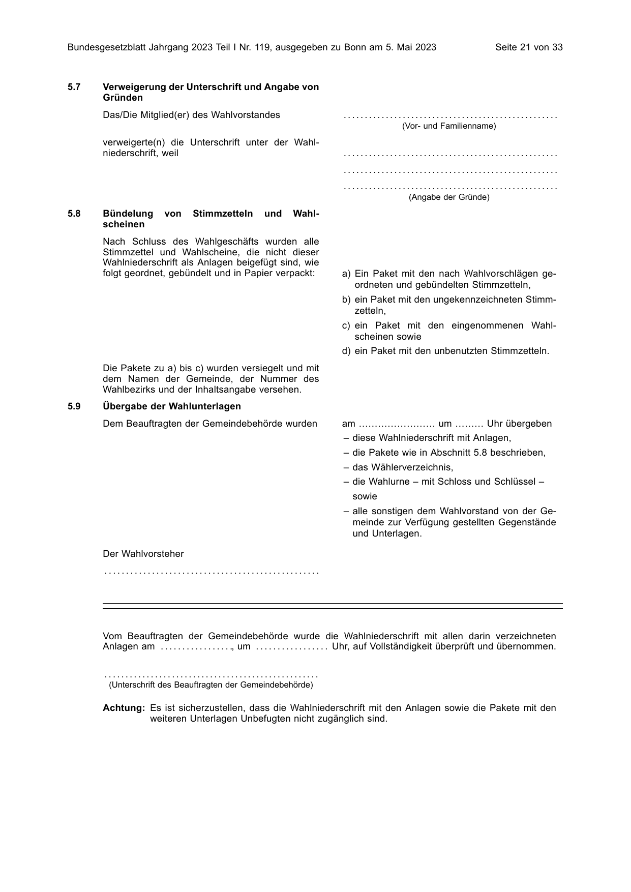 BGBl. 2023, Seite 21 — Originalseite als Abbildung
