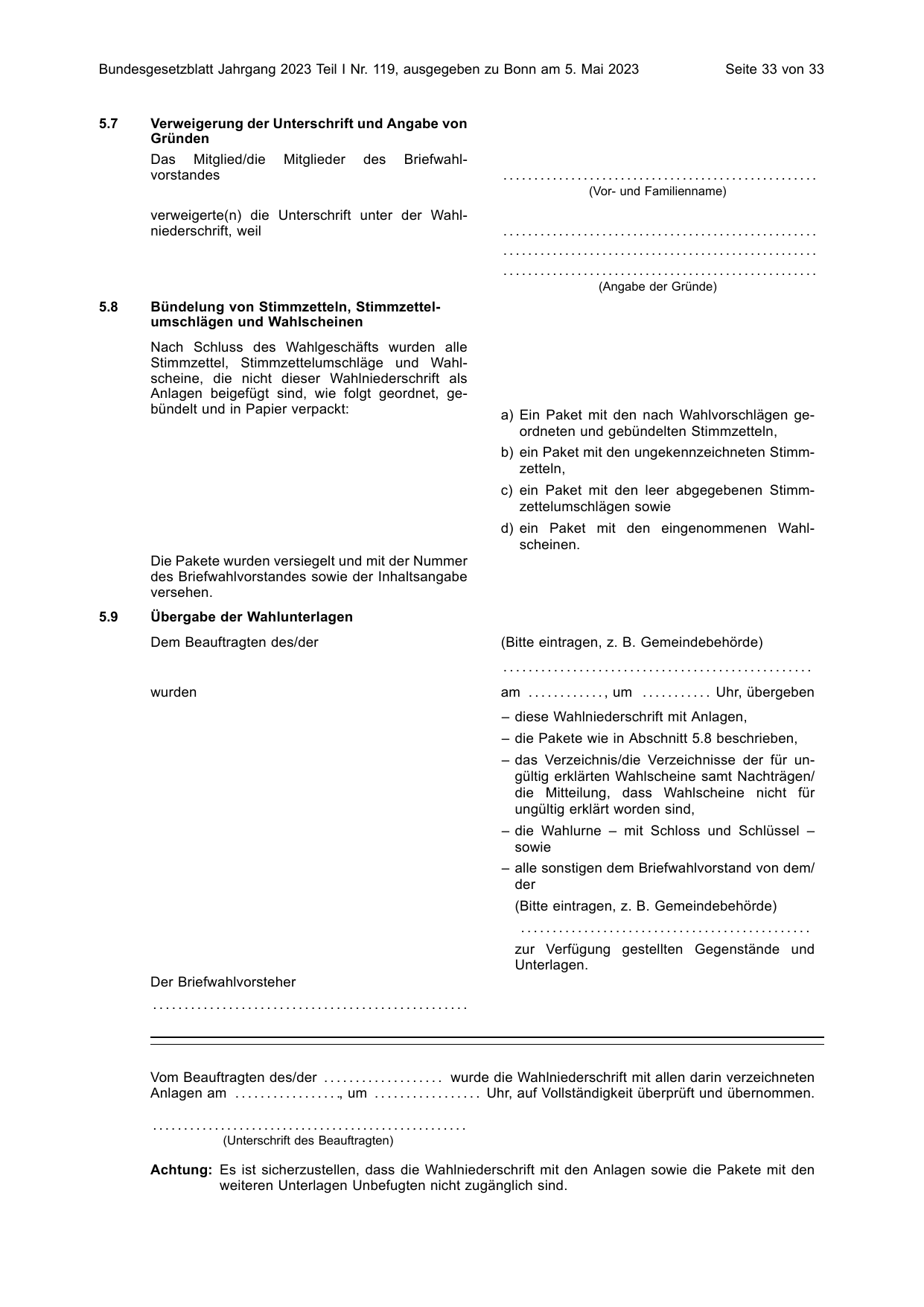 BGBl. 2023, Seite 33 — Originalseite als Abbildung