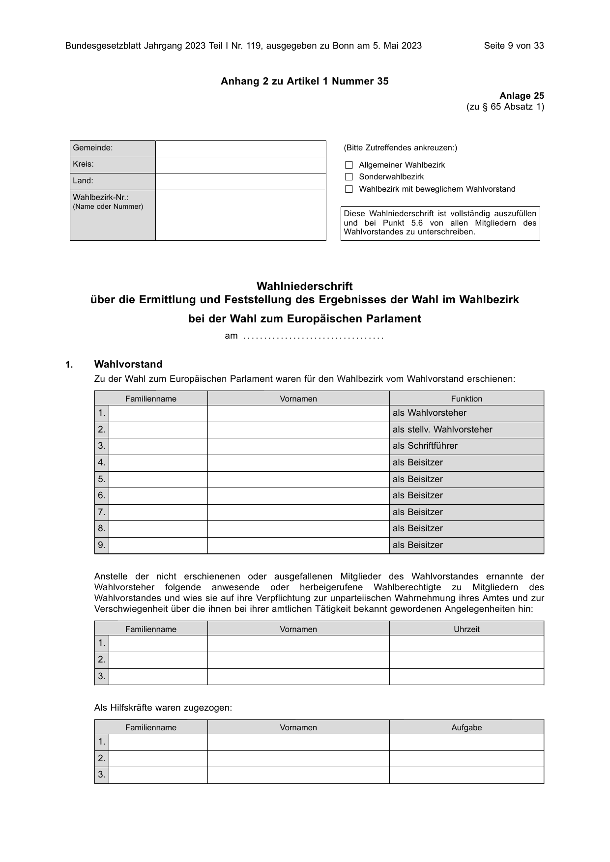 BGBl. 2023, Seite 9 — Originalseite als Abbildung