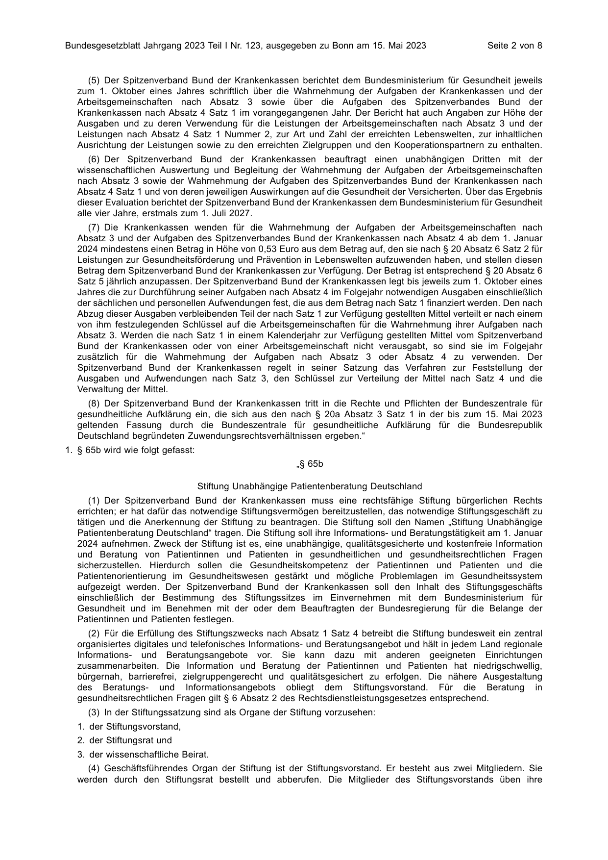BGBl. 2023, Seite 2 — Originalseite als Abbildung