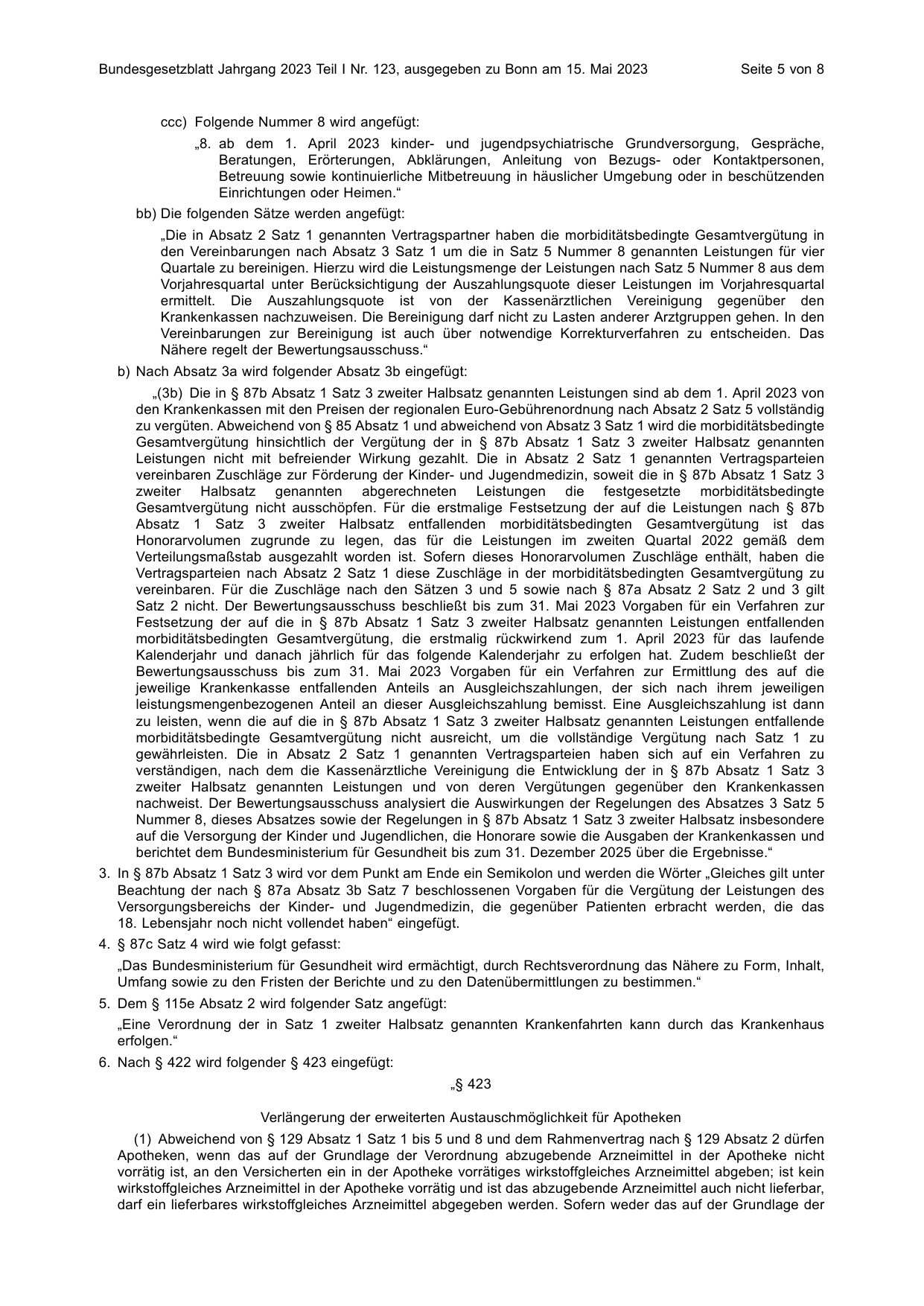 BGBl. 2023, Seite 5 — Originalseite als Abbildung
