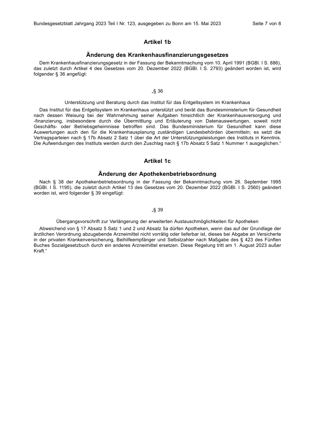 BGBl. 2023, Seite 7 — Originalseite als Abbildung