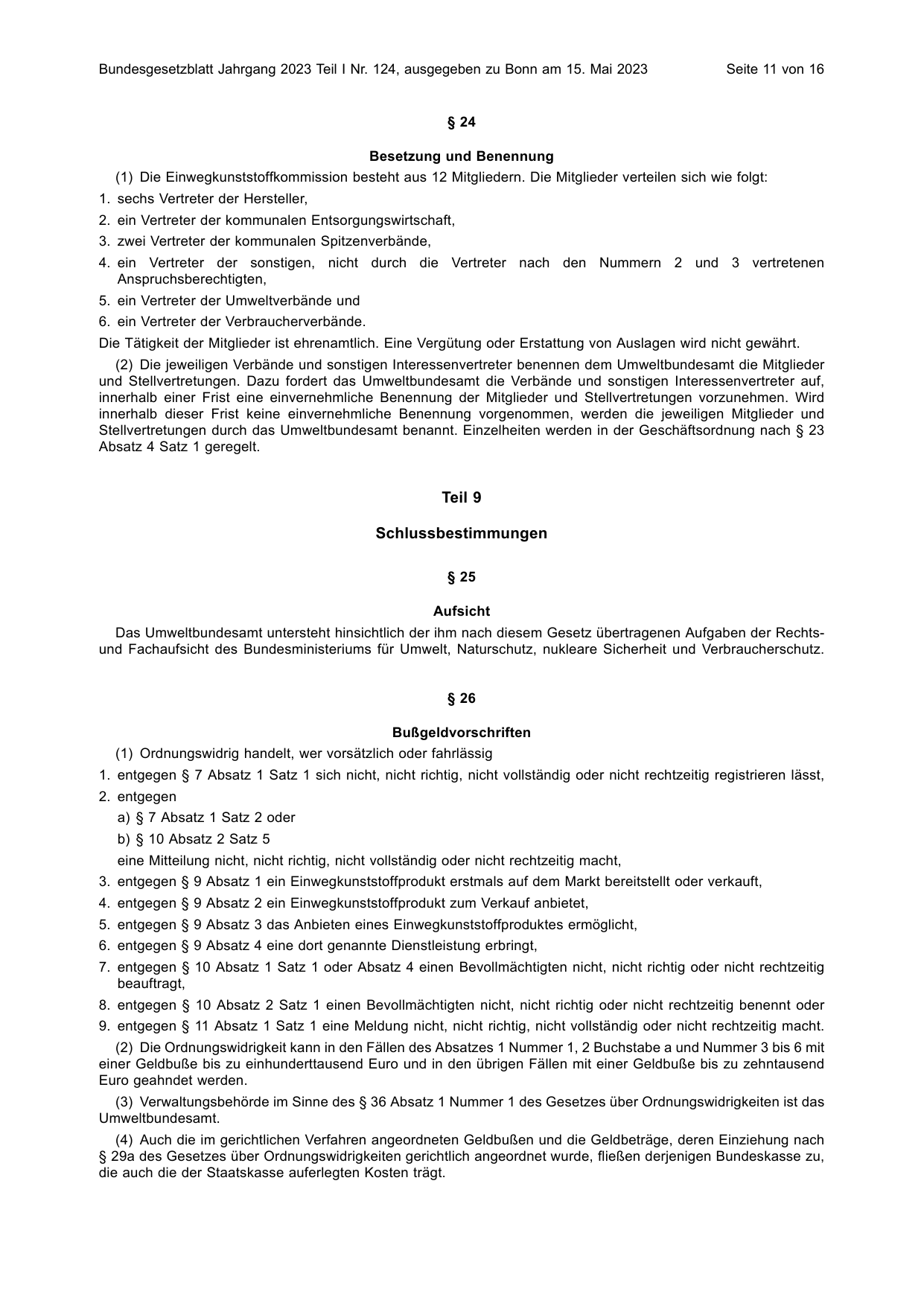 BGBl. 2023, Seite 11 — Originalseite als Abbildung