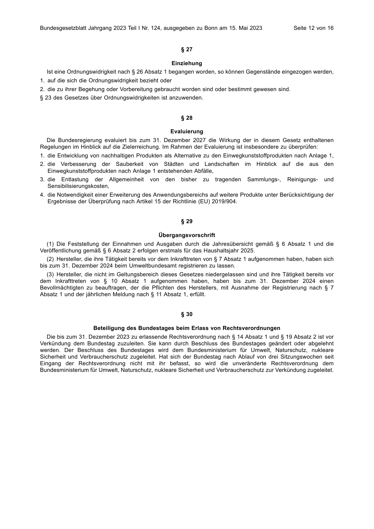 BGBl. 2023, Seite 12 — Originalseite als Abbildung
