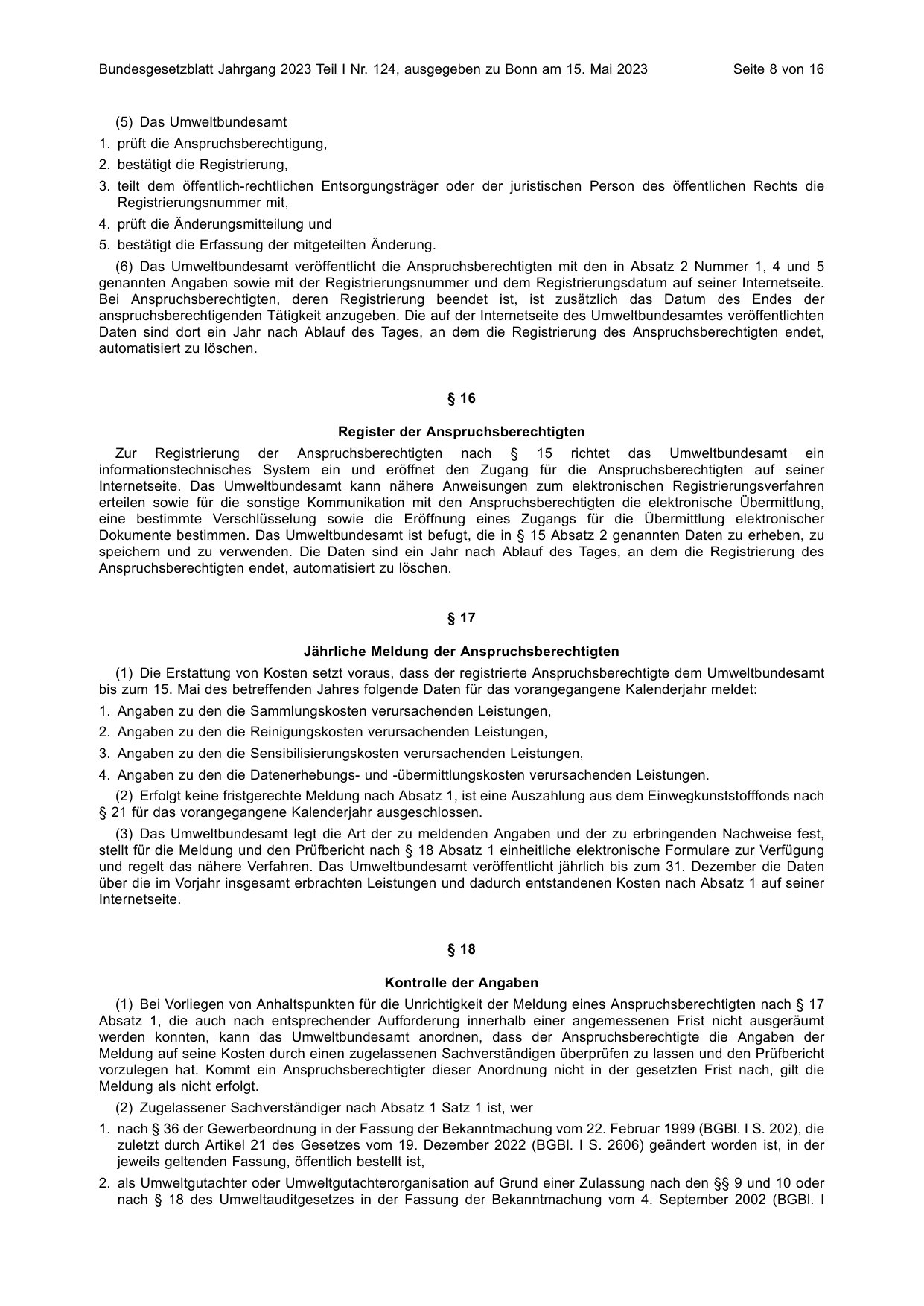 BGBl. 2023, Seite 8 — Originalseite als Abbildung