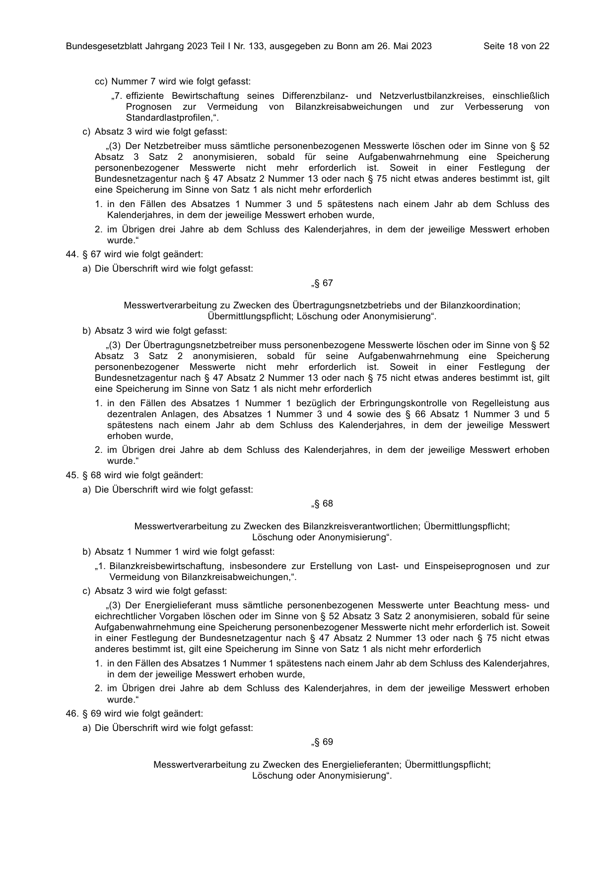BGBl. 2023, Seite 18 — Originalseite als Abbildung