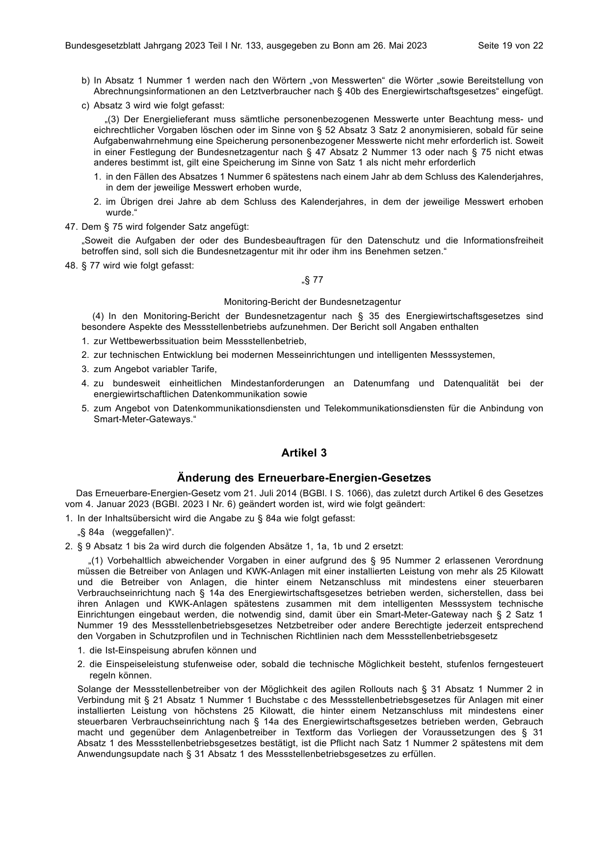 BGBl. 2023, Seite 19 — Originalseite als Abbildung
