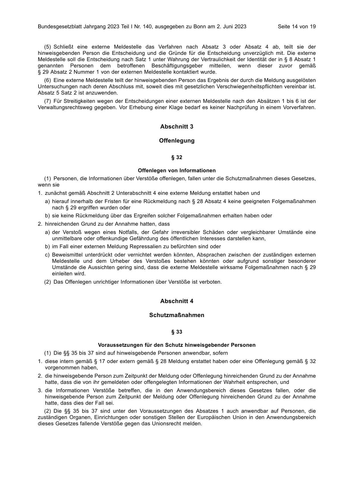 BGBl. 2023, Seite 14 — Originalseite als Abbildung