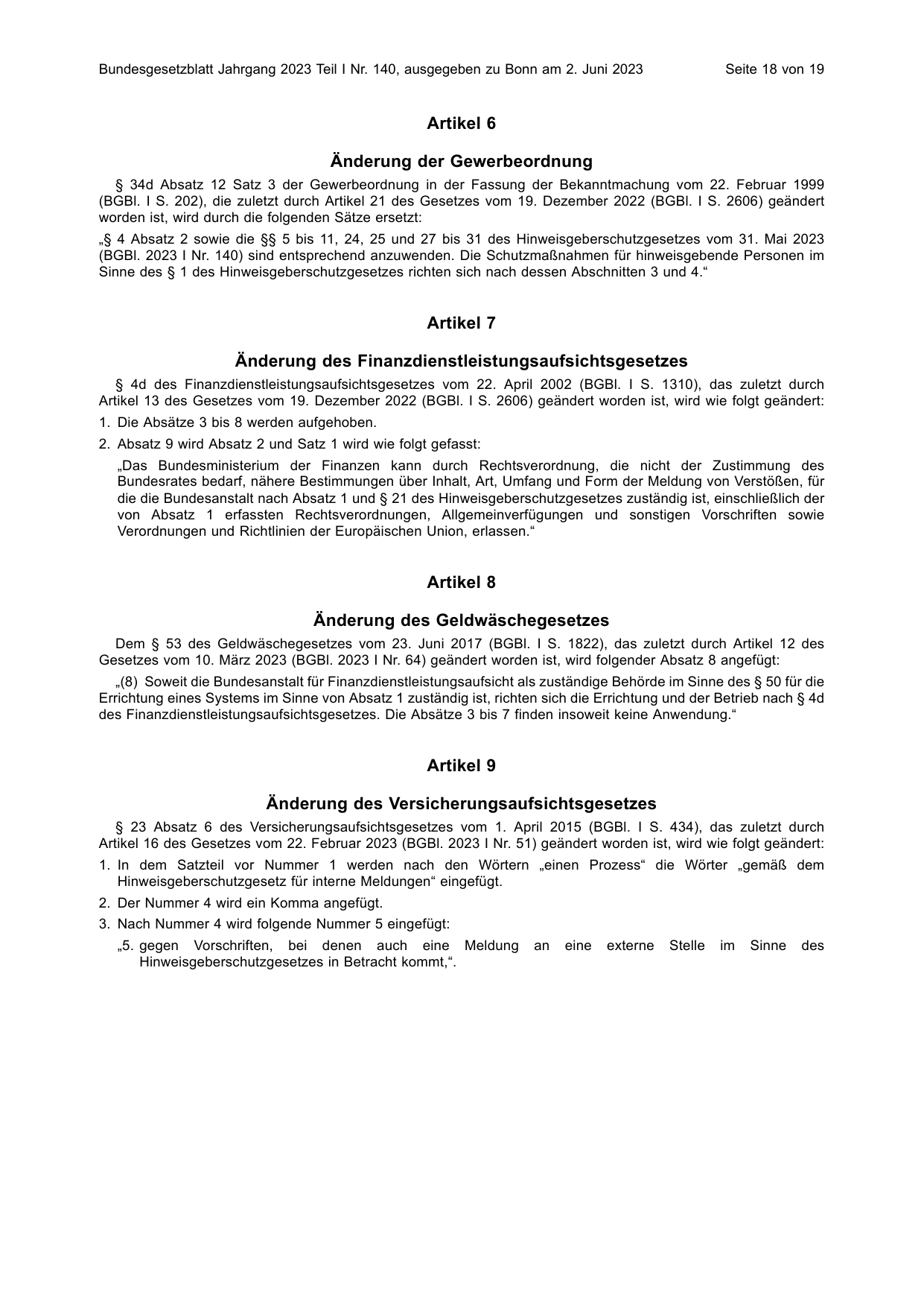 BGBl. 2023, Seite 18 — Originalseite als Abbildung